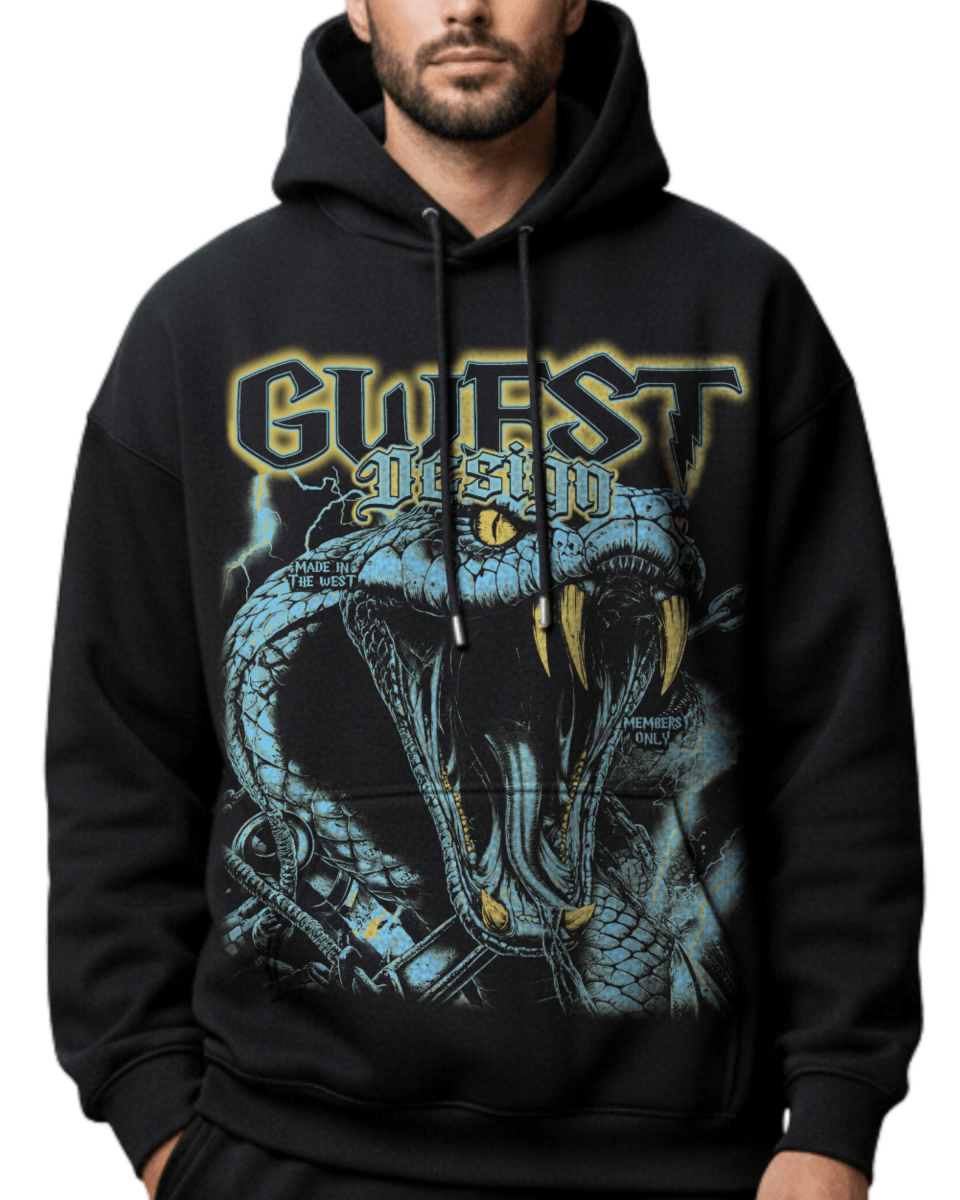 G West Rhinestone Venom Strike Oversized Men's Hoodie - G West