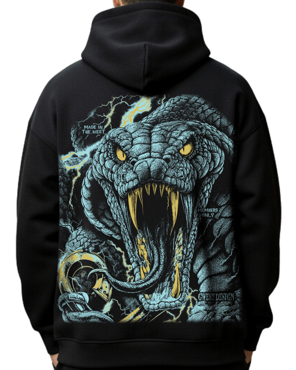 G West Rhinestone Venom Strike Oversized Men's Hoodie - G West