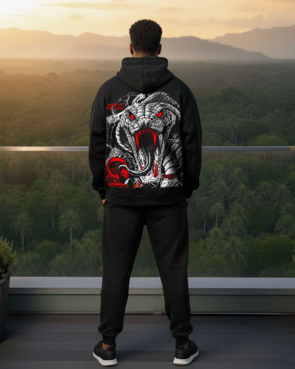 G West Rhinestone Venom Strike Oversized Men's Hoodie - G West