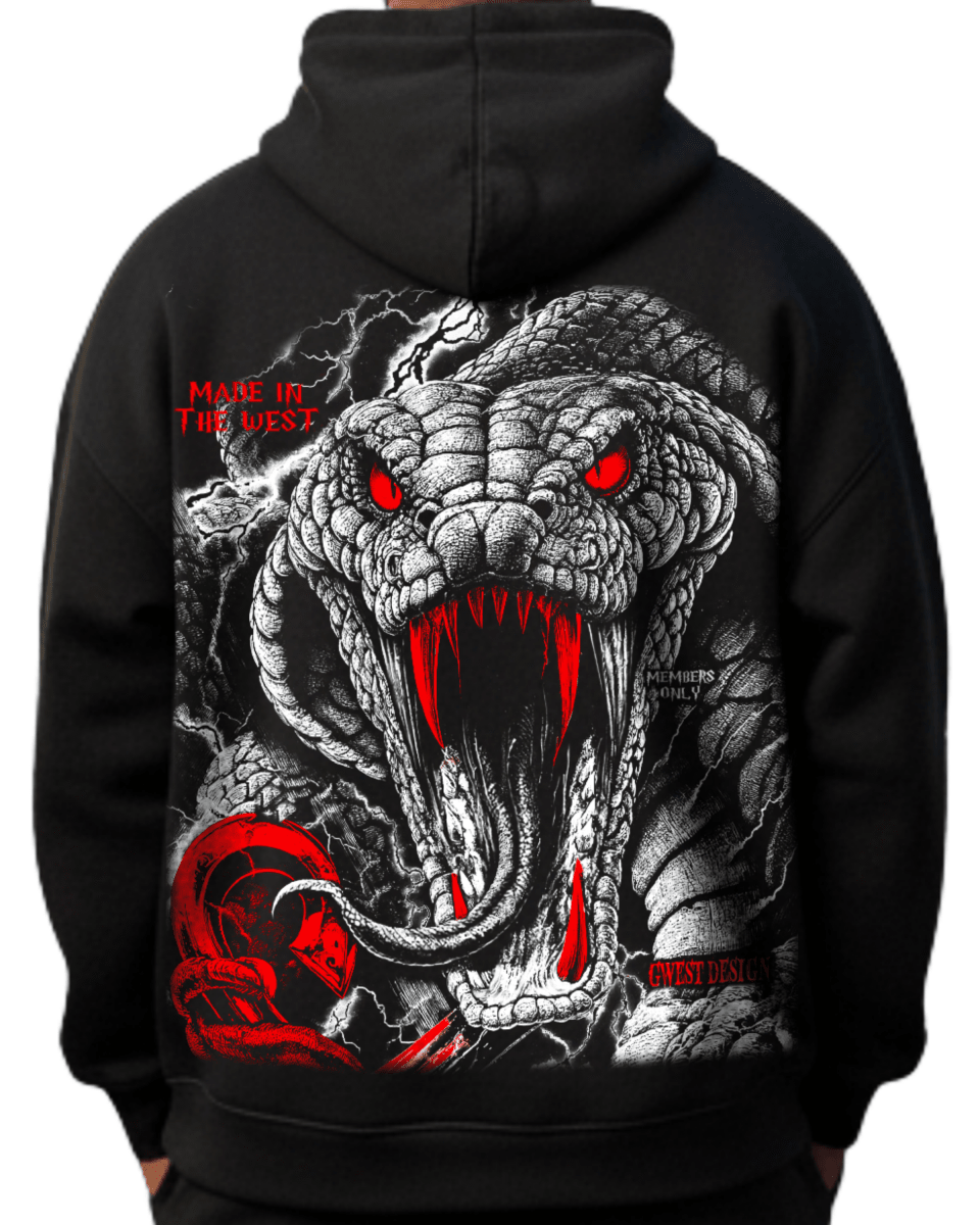 G West Rhinestone Venom Strike Oversized Men's Hoodie - G West