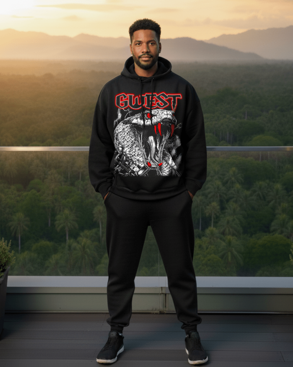 G West Rhinestone Venom Strike Oversized Men's Hoodie - G West