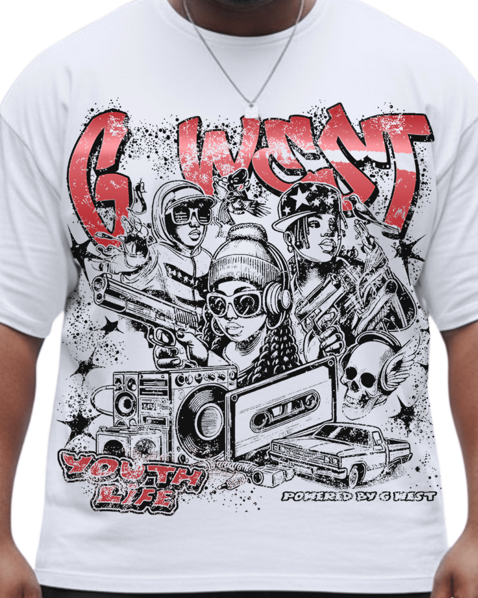 G West Rhinestone Youth Hustle Big and Tall Oversized T-Shirt - G West