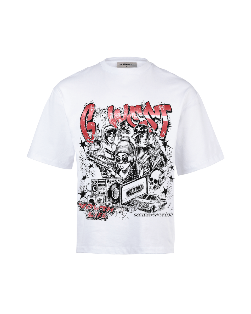 G West Rhinestone Youth Hustle Big and Tall Oversized T-Shirt - G West