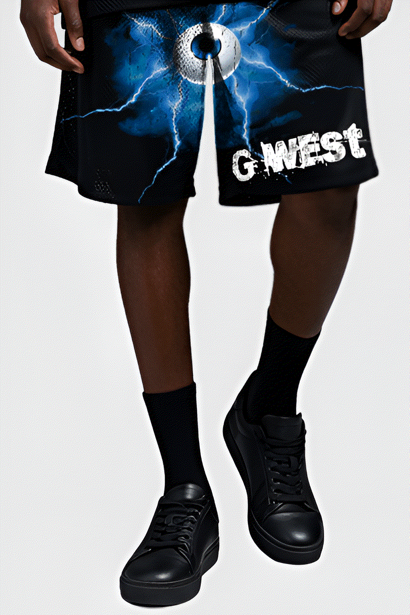 G WEST RHINSTONE EYE OF THE POWER 3/4 SLEEVES MESH SHORT SET - G West