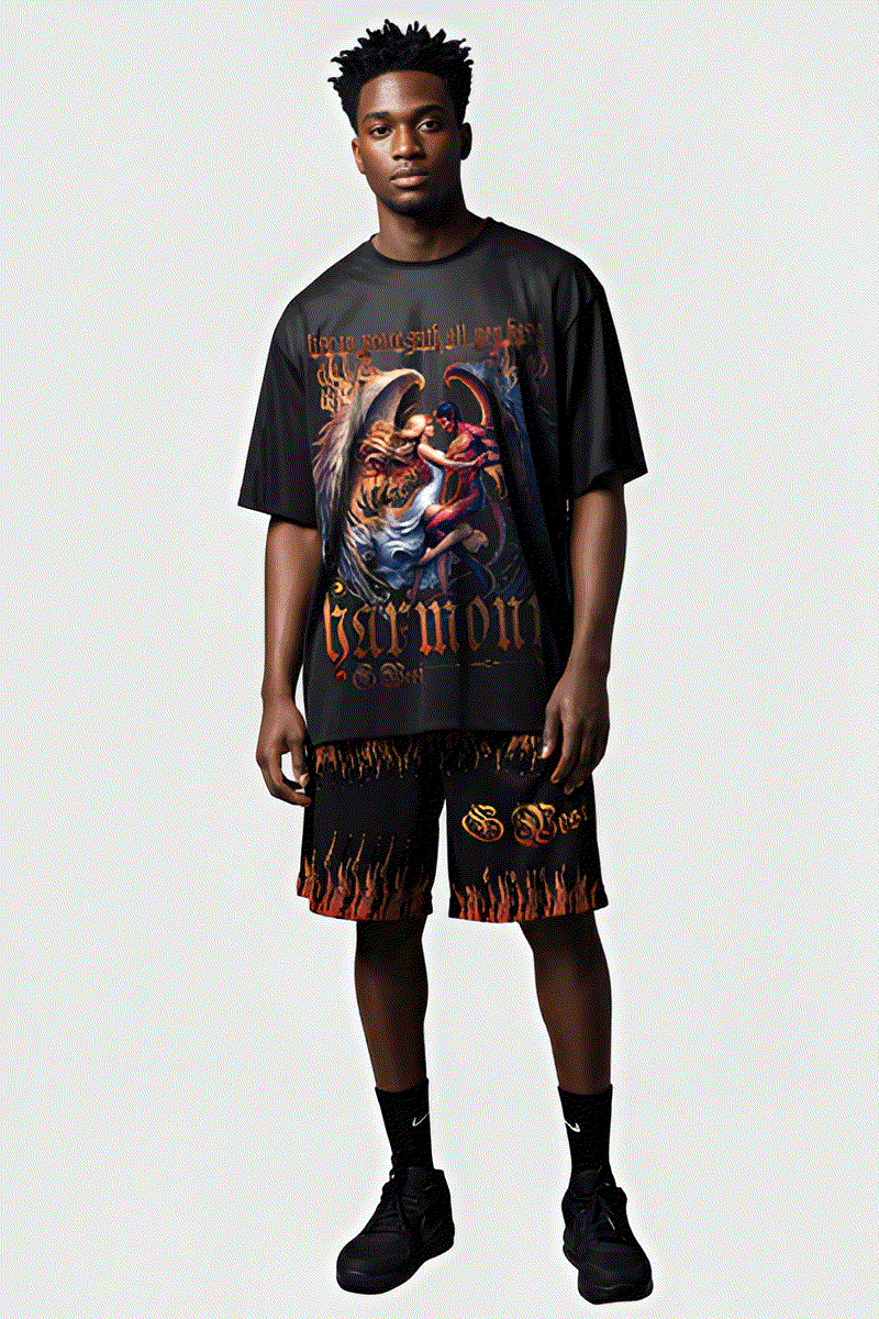 G WEST RHINSTONE HARMONY 3/4 SLEEVES MESH SHORT SET - G West