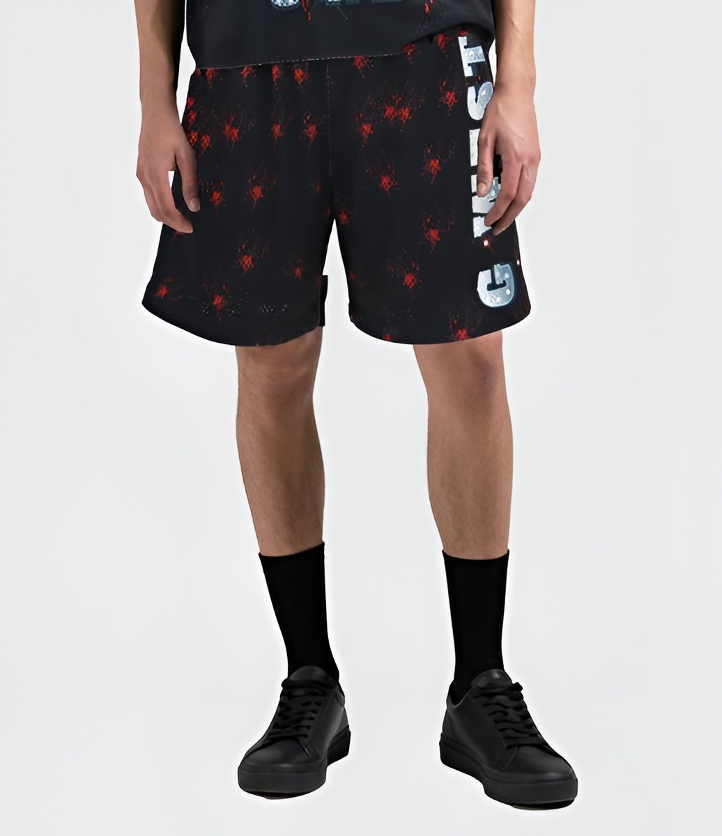G WEST RHINSTONE HOSTAGAE 3/4 SLEEVES MESH SHORT SET - G West