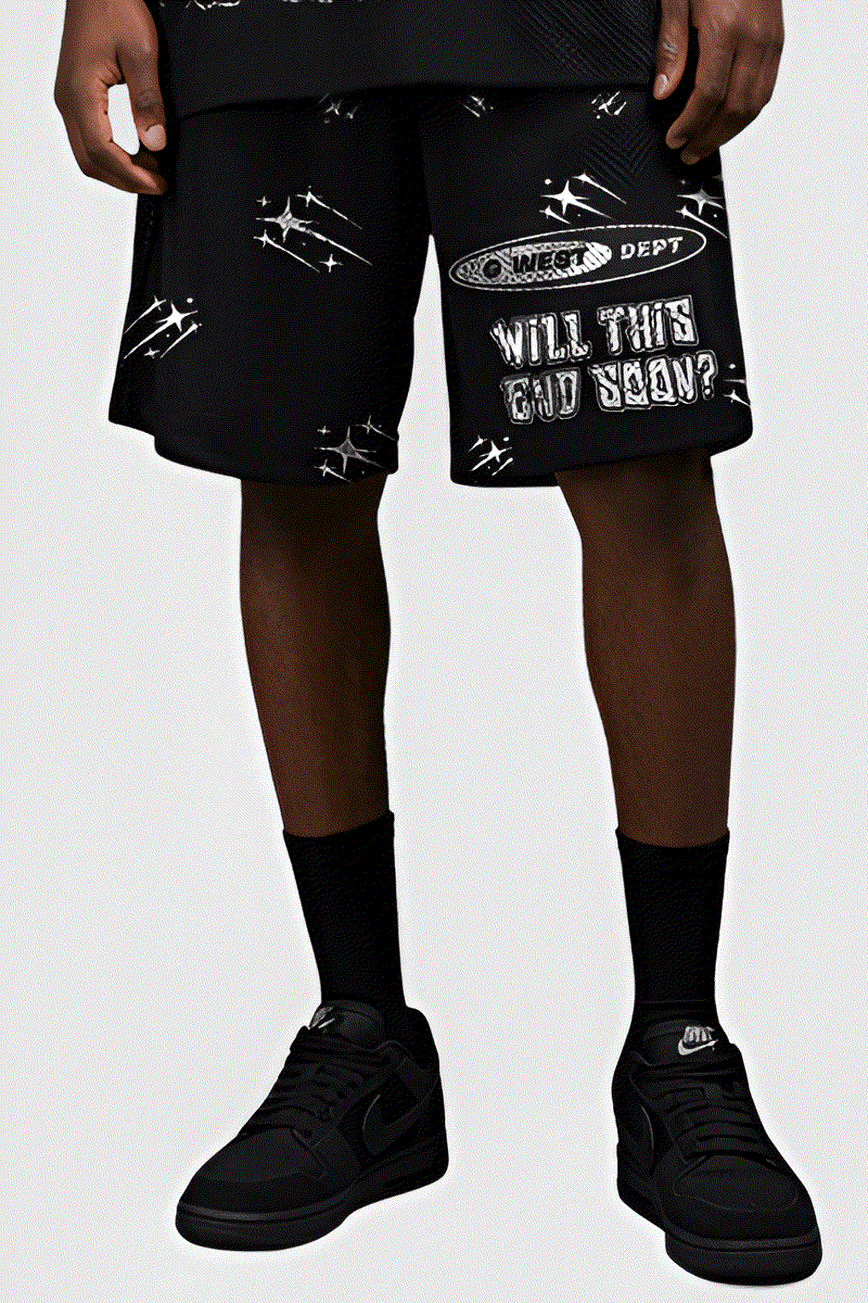 G WEST RHINSTONE NOT MY EARTH 3/4 SLEEVES MESH SHORT SET - G West