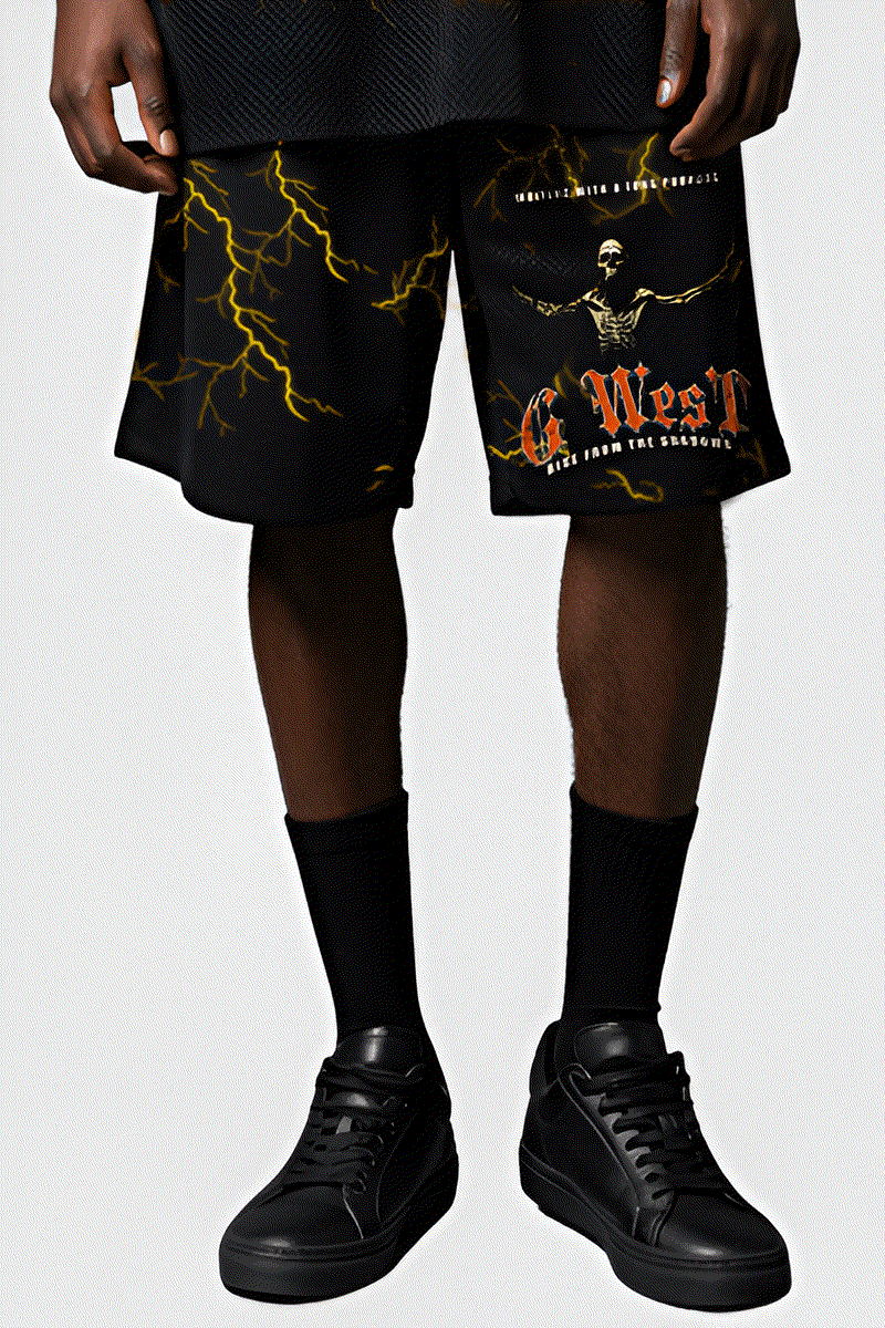 G WEST RHINSTONE RISE FROM THE SHADOW 3/4 SLEEVES MESH SHORT SET - G West