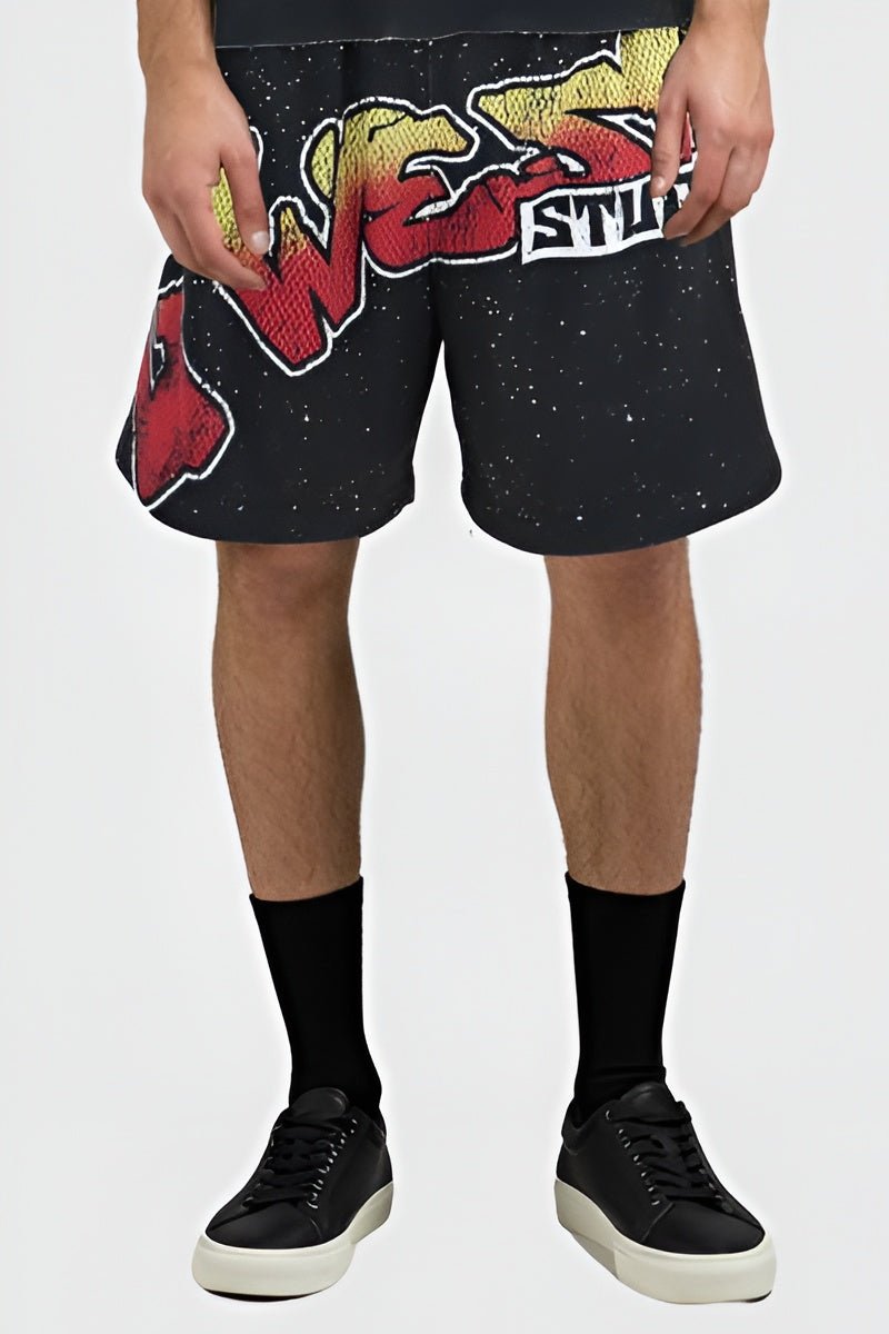 G WEST RHINSTONE SKULL TECH 3/4 SLEEVES MESH SHORT SET - G West