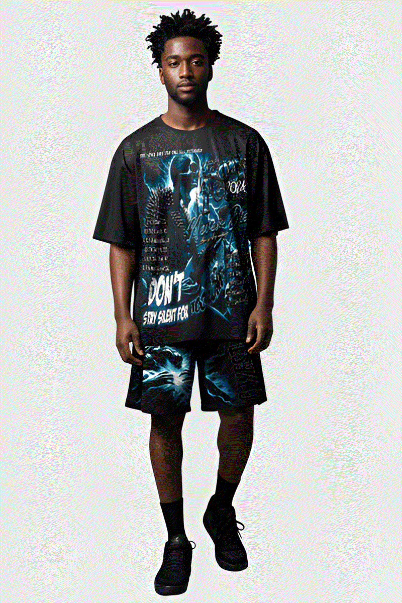 G WEST RHINSTONE WORLD TOUR 3/4 SLEEVES MESH SHORT SET - G West