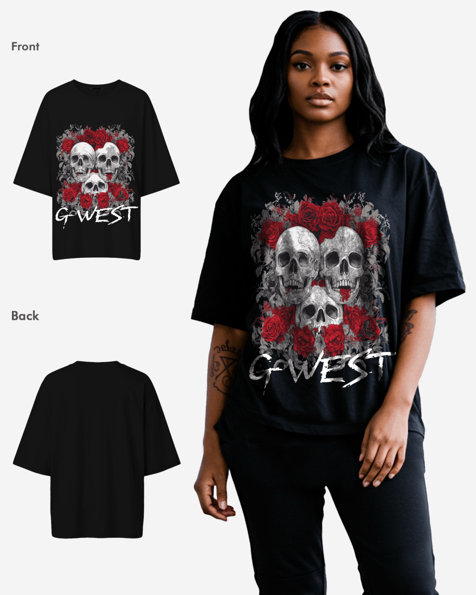G West Roses And Bones Oversized Tee - WOMEN - G West