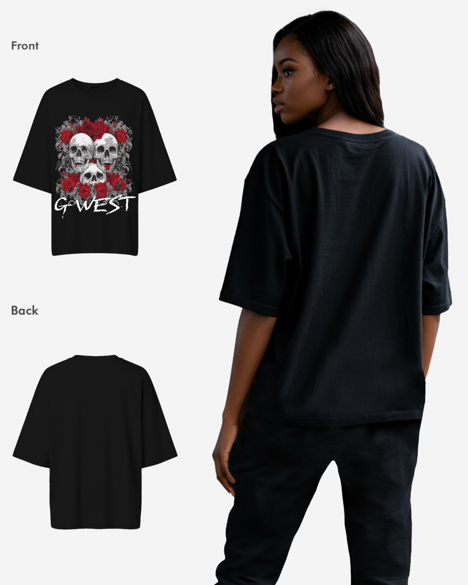 G West Roses And Bones Oversized Tee - WOMEN - G West