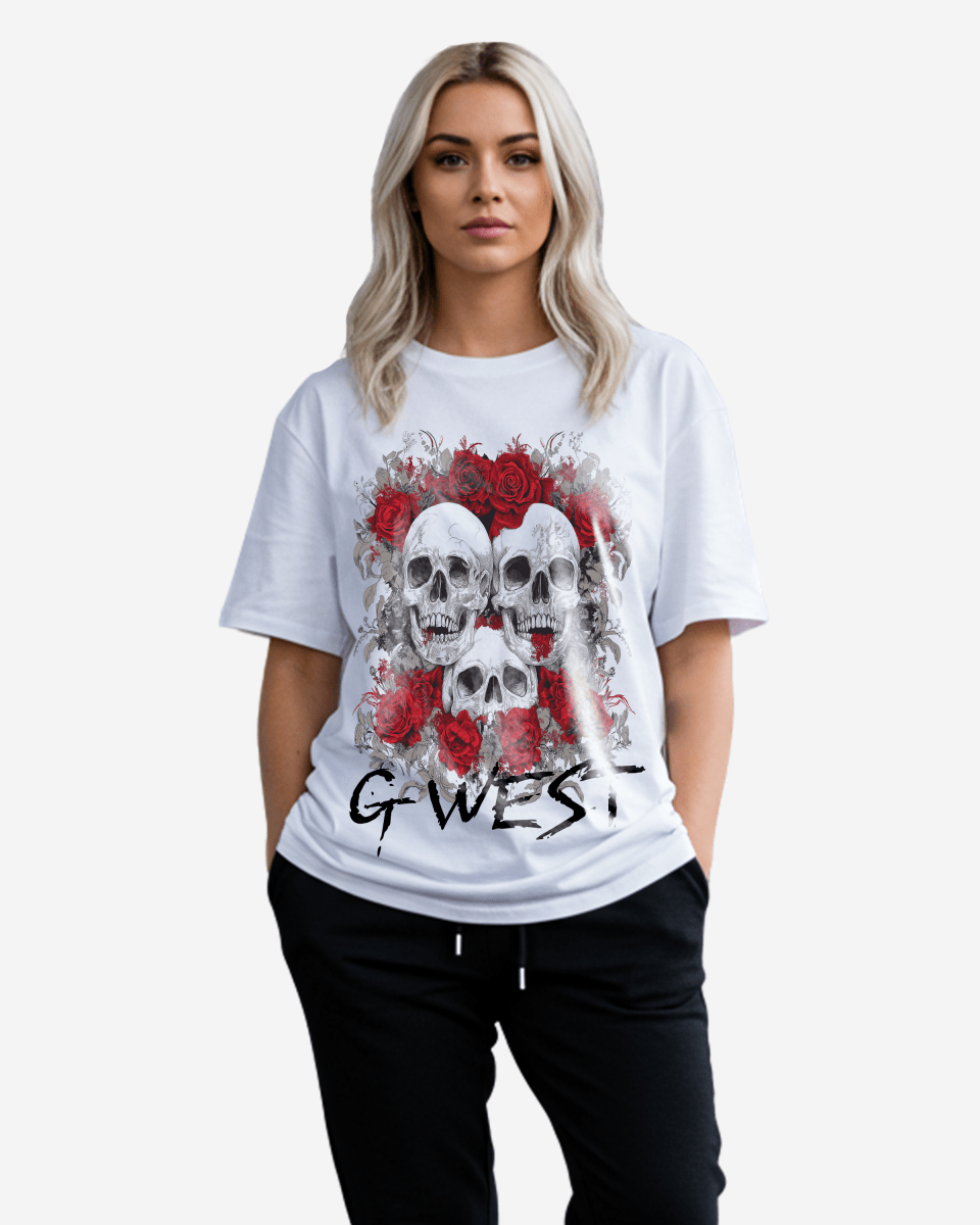 G West Roses And Bones Oversized Tee - WOMEN - G West