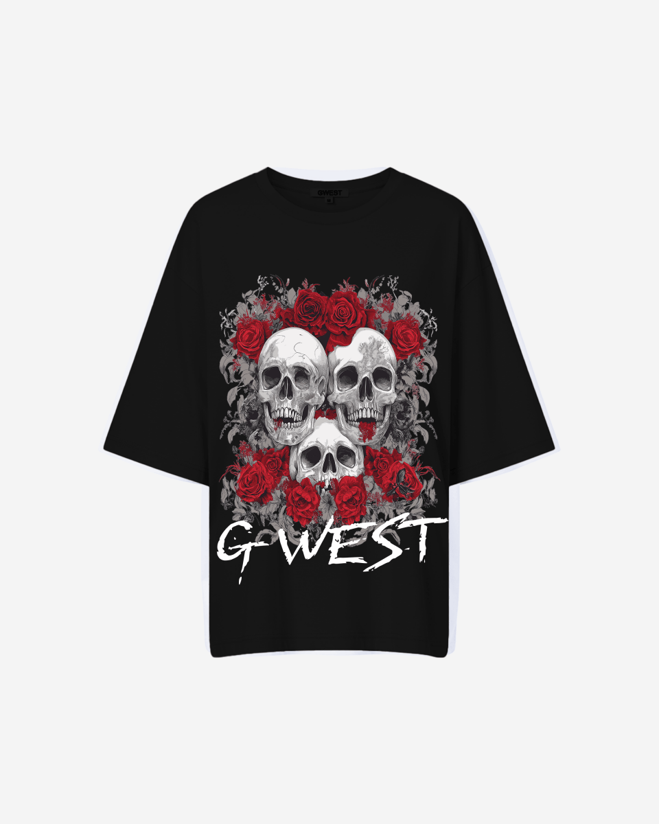 G West Roses And Bones Oversized Tee - WOMEN - G West