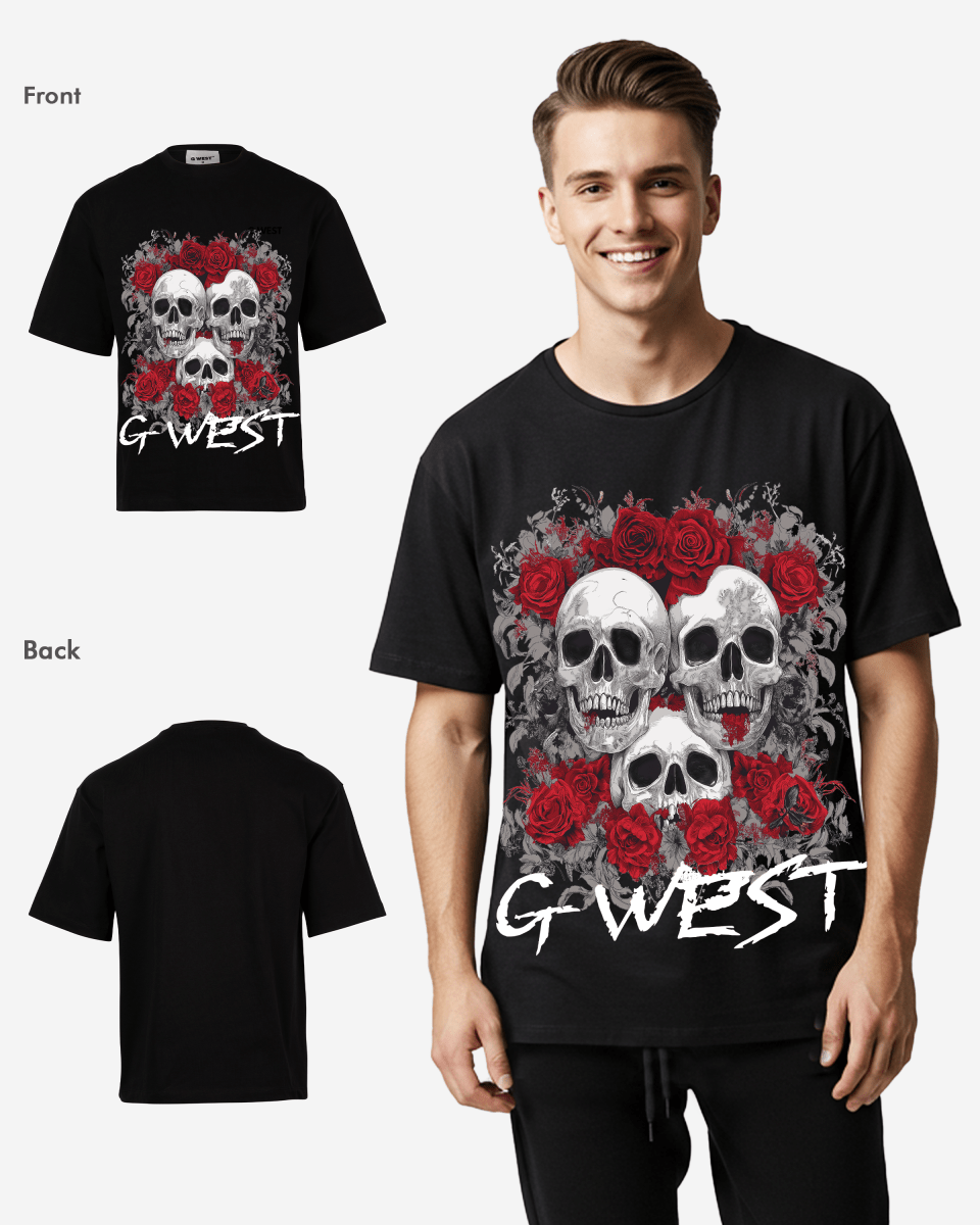 G West Roses And Bones Oversized Tee - G West