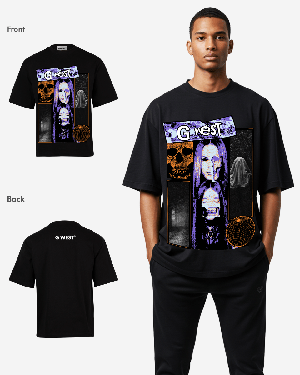 G West skull n shadows Oversized Tee GWROJMT39 - G West