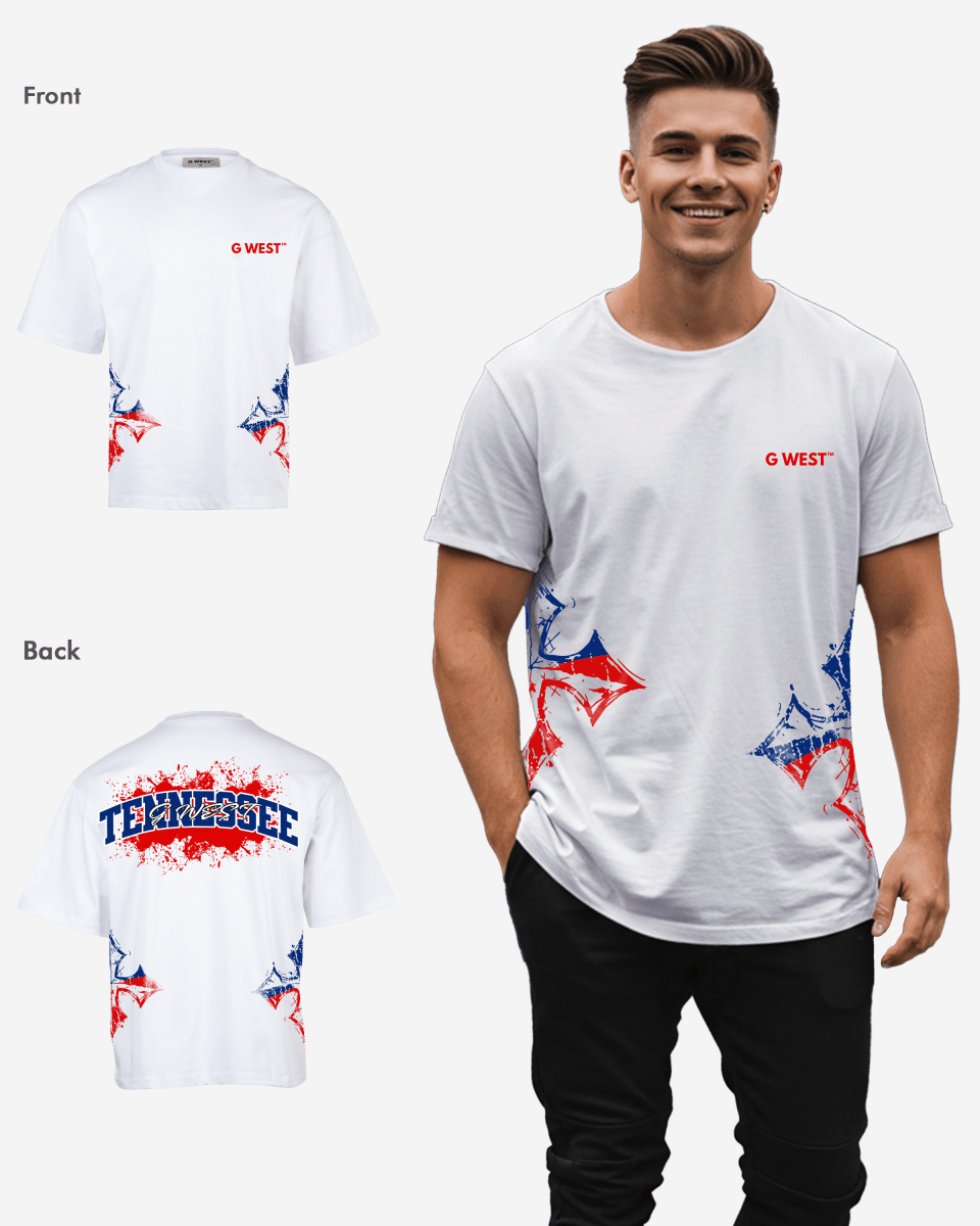 G West Tennessee Blood Arch Logo Oversized T-Shirts - G West