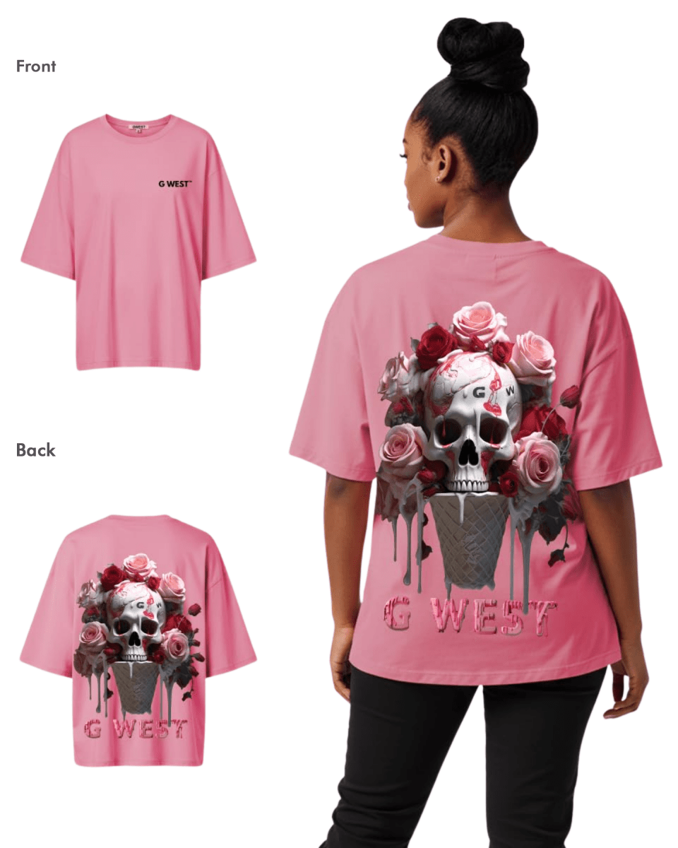 G West Womens Oversized Ice Cream Skull Tee - G West