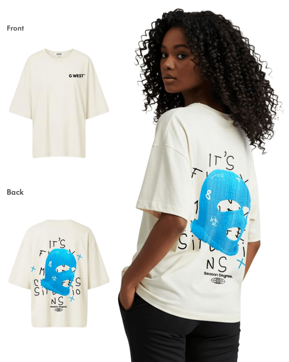 G West Womens Oversized True Blue Ski Mask Oversized Tee - G West