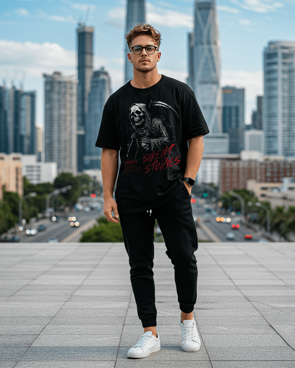 Gothic Skull of Death Oversized T-Shirt - G West