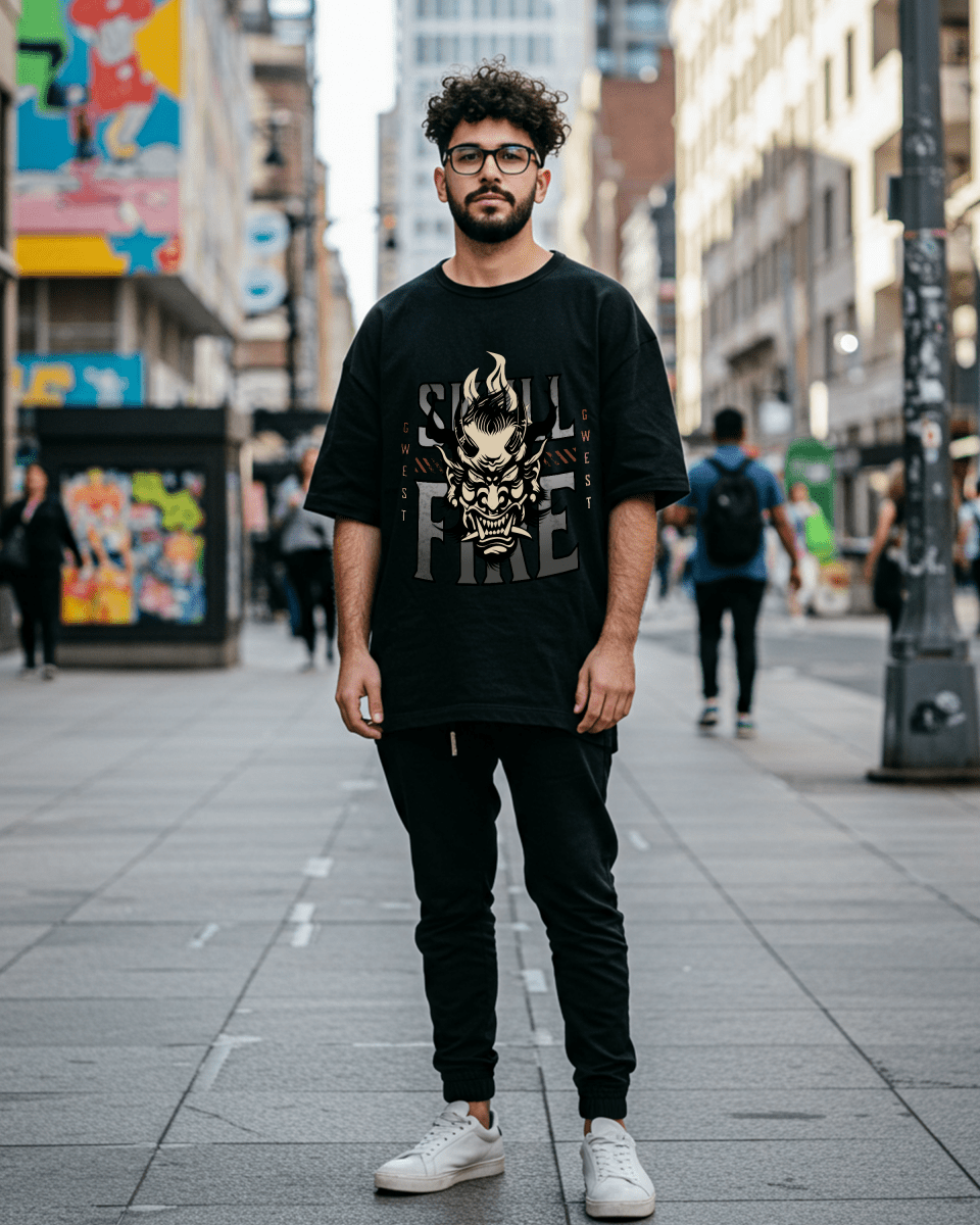 Skull Fire Oversized T-Shirt - G West