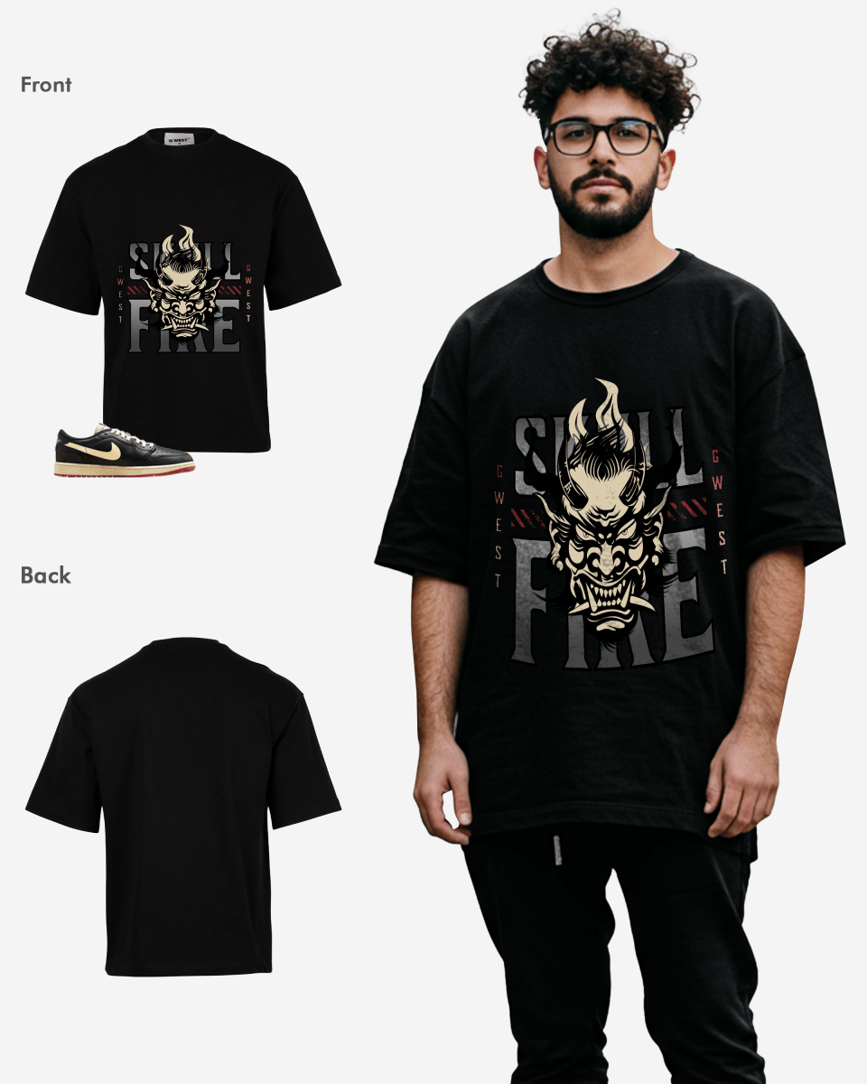 Skull Fire Oversized T-Shirt - G West