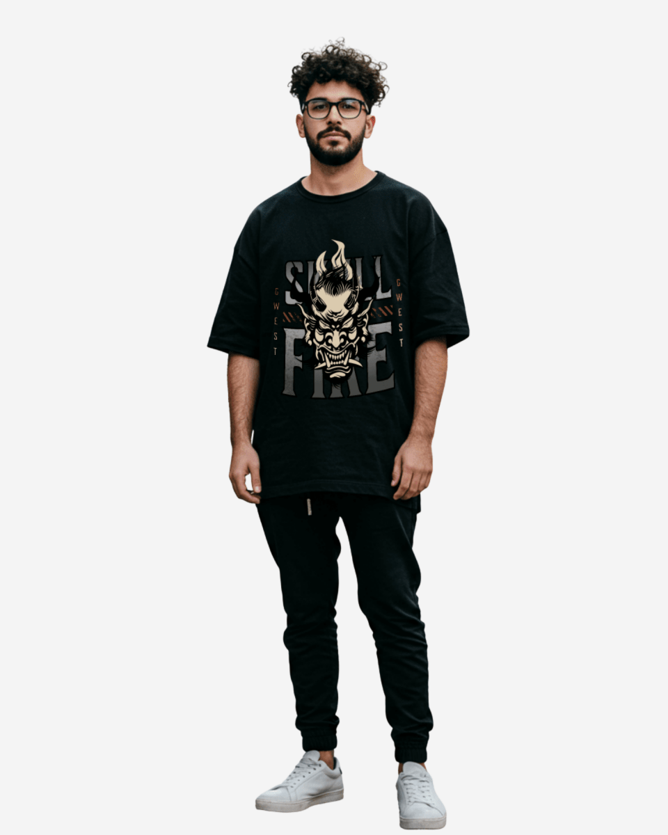 Skull Fire Oversized T-Shirt - G West