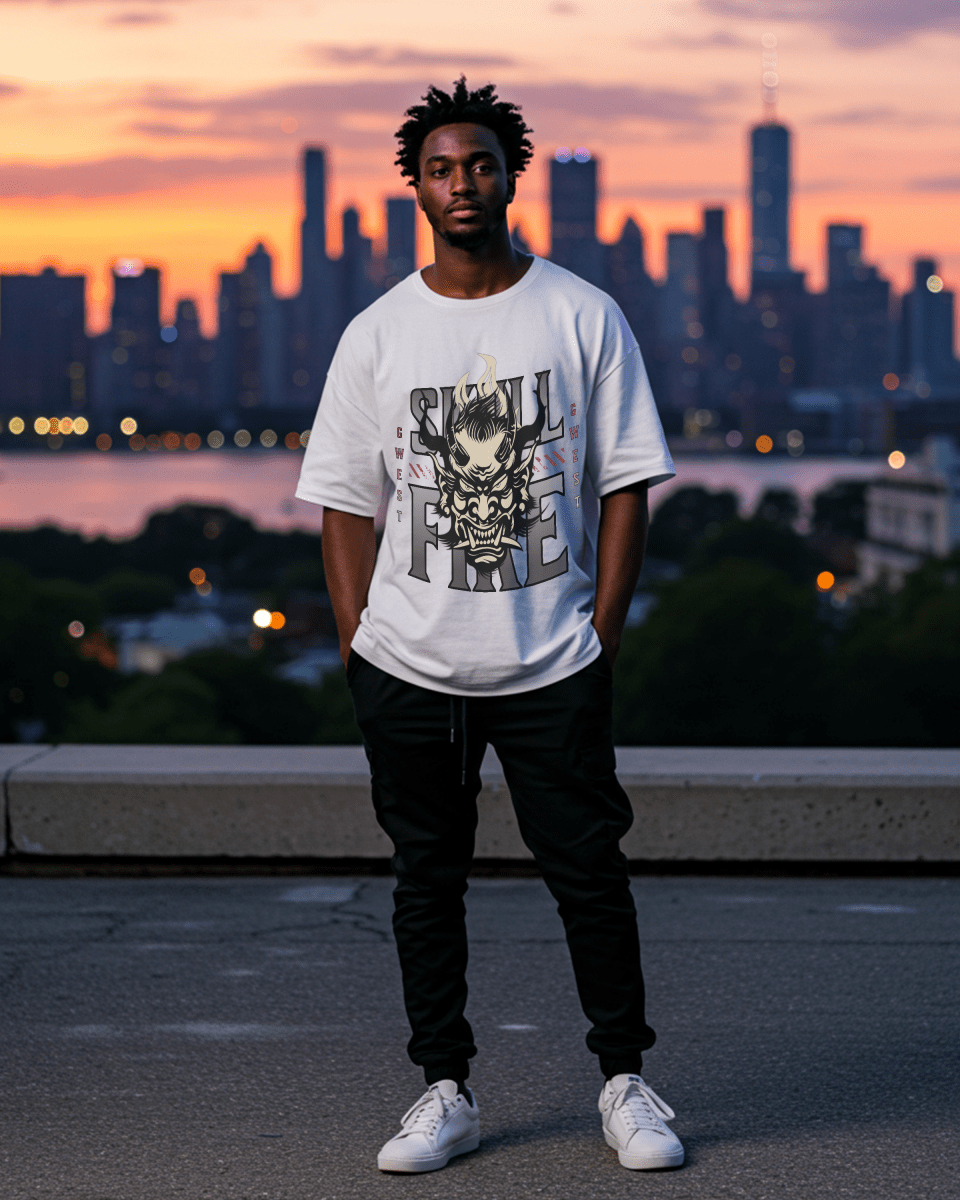 Skull Fire Oversized T-Shirt - G West