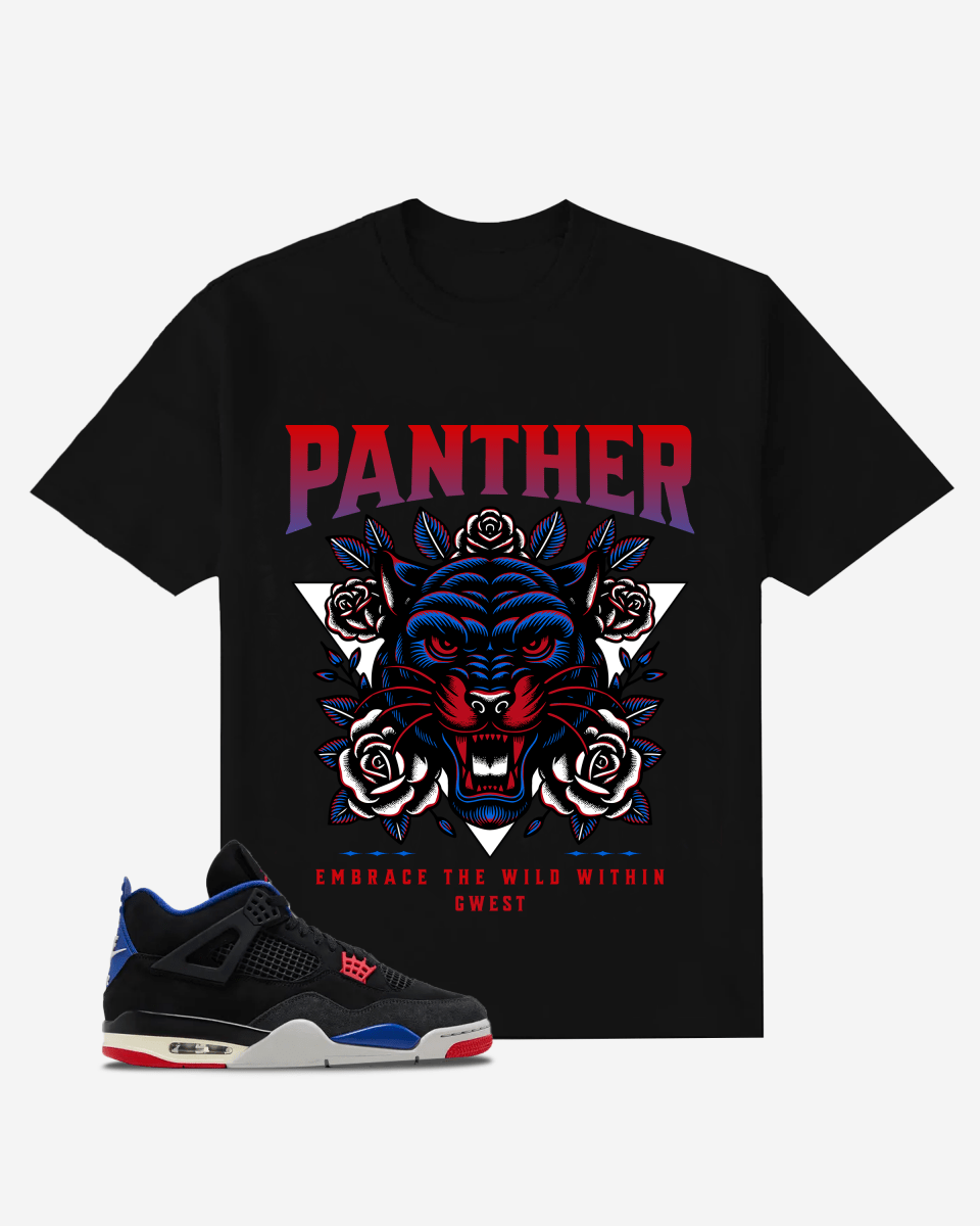 Traditional Panther Rose Flower Oversized T-Shirt - G West