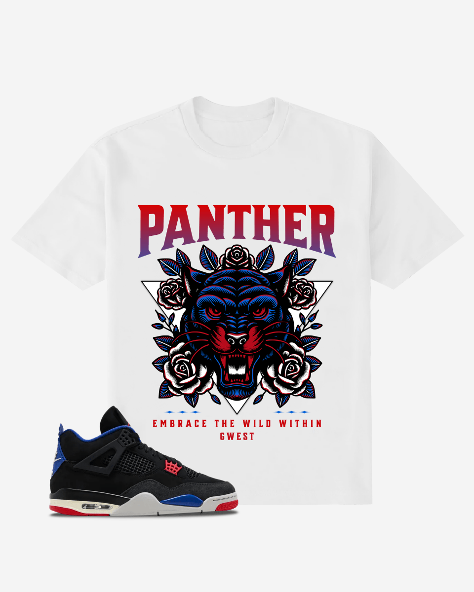 Traditional Panther Rose Flower Oversized T-Shirt - G West