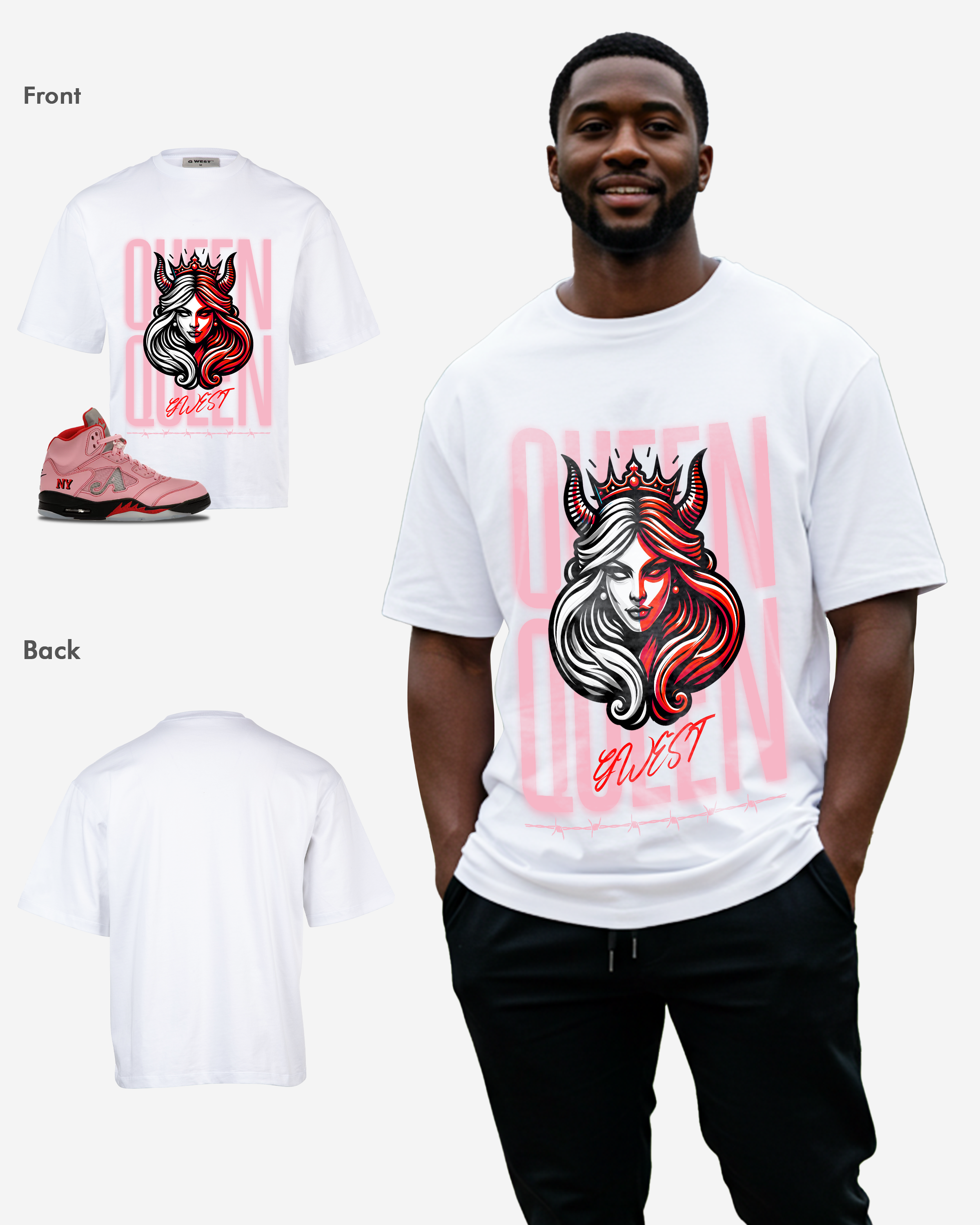 G West Queen Oversized Men's T-Shirt - G West
