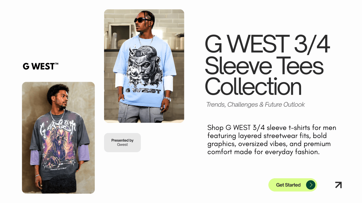 3/4 Sleeve T-Shirts For Men | Layered Streetwear Tees | G WEST - G West