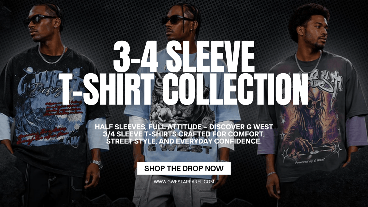 3/4 Sleeve T-Shirts for Men | Stylish Streetwear Tees | G WEST - G West