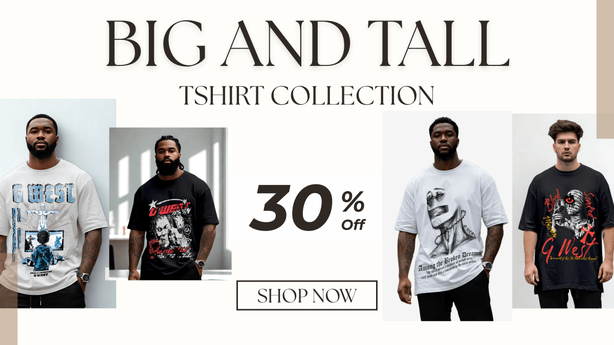 Big and Tall T-Shirts Collection | Plus Size Graphic Tees for Men | G WEST - G West