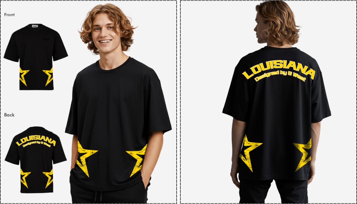 Black and Gold T Shirt: Urban Fashion & Street Style Trends - G West