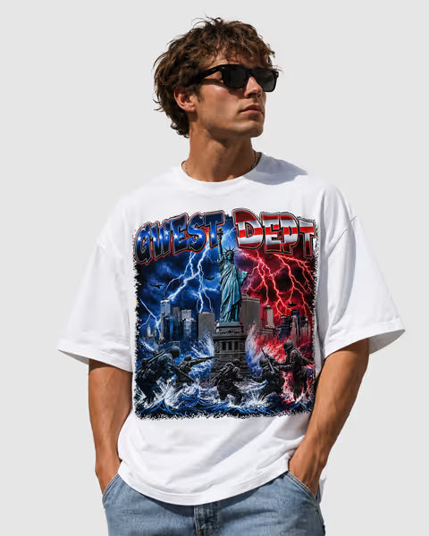 G WEST RHINESTONE LIBERTY STORM MEMORIAL DAY OVERSIZED T-SHIRT