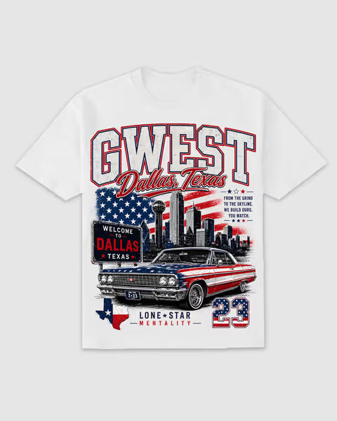 G WEST RHINESTONE WELCOME TO DALLAS TEXAS T-SHIRT