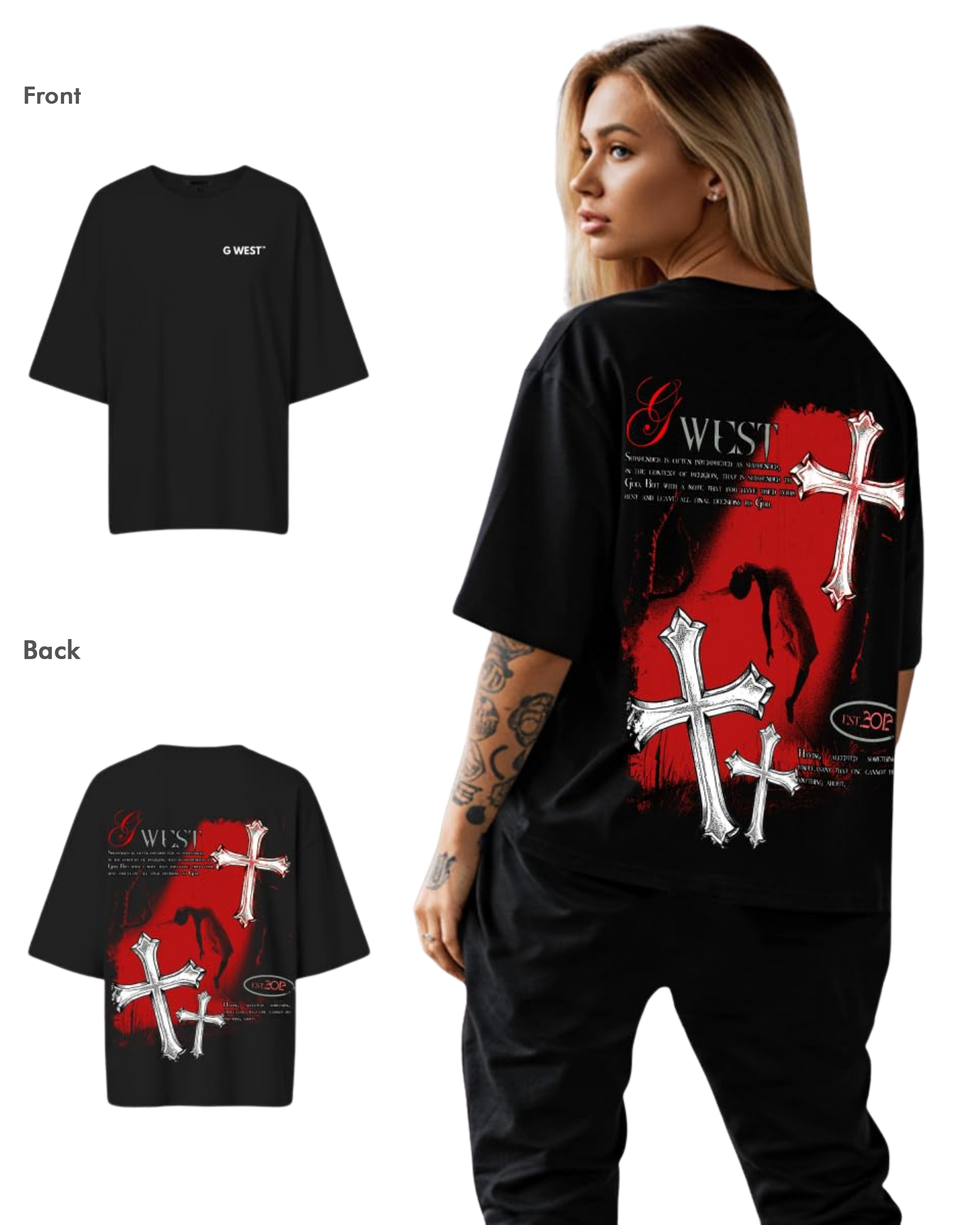 G West Womens Oversized Ascending Soul Life Style Tee Style - G West