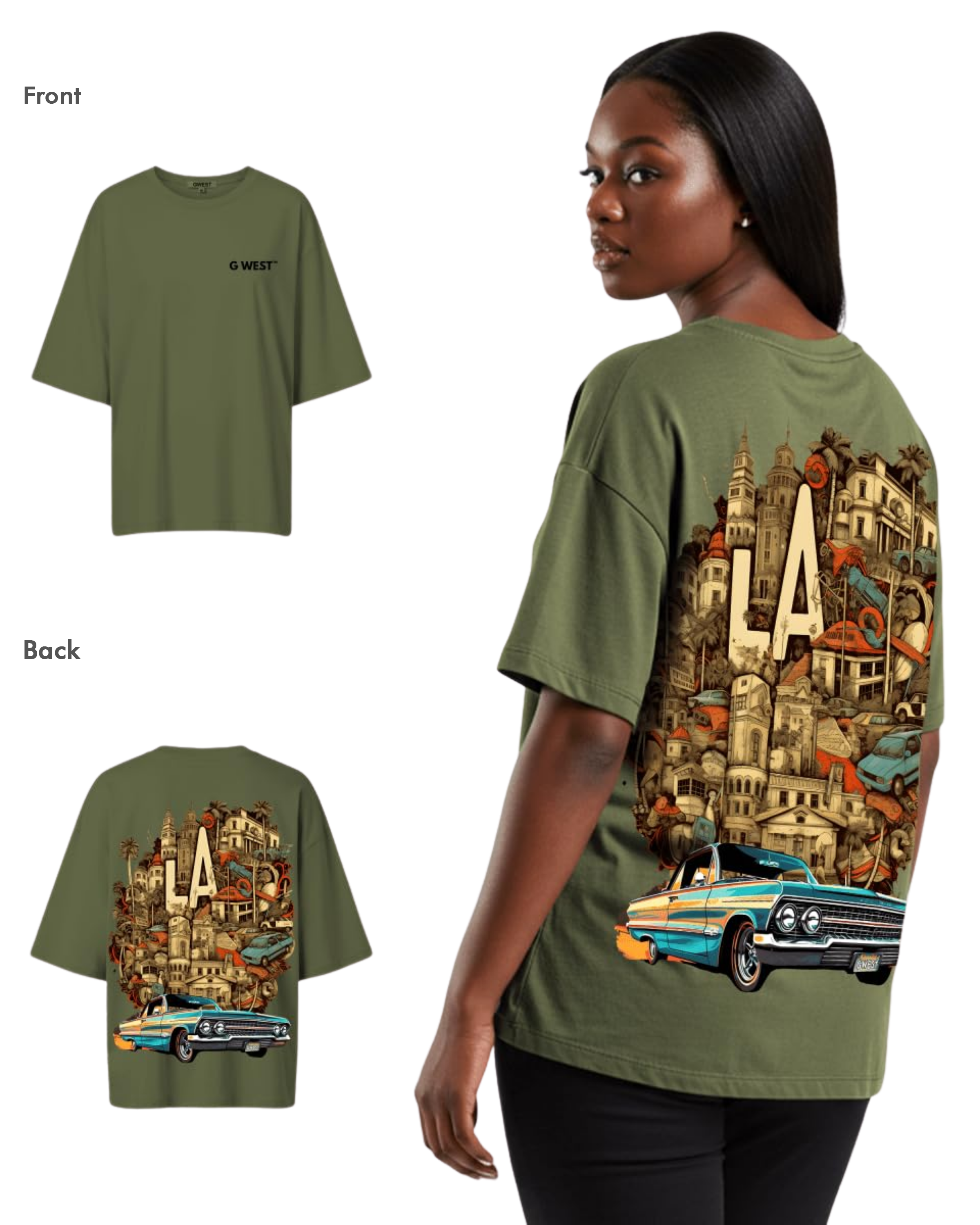 G West Womens Oversized La Culture Tee - G West