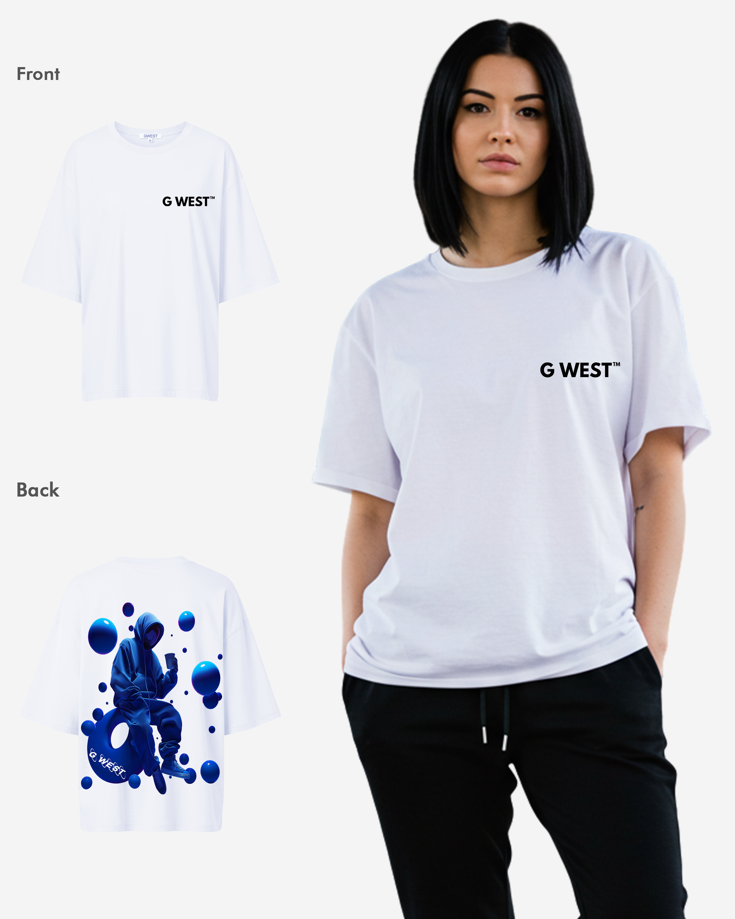 G West Oversized Blue Man Tee - WOMEN - G West