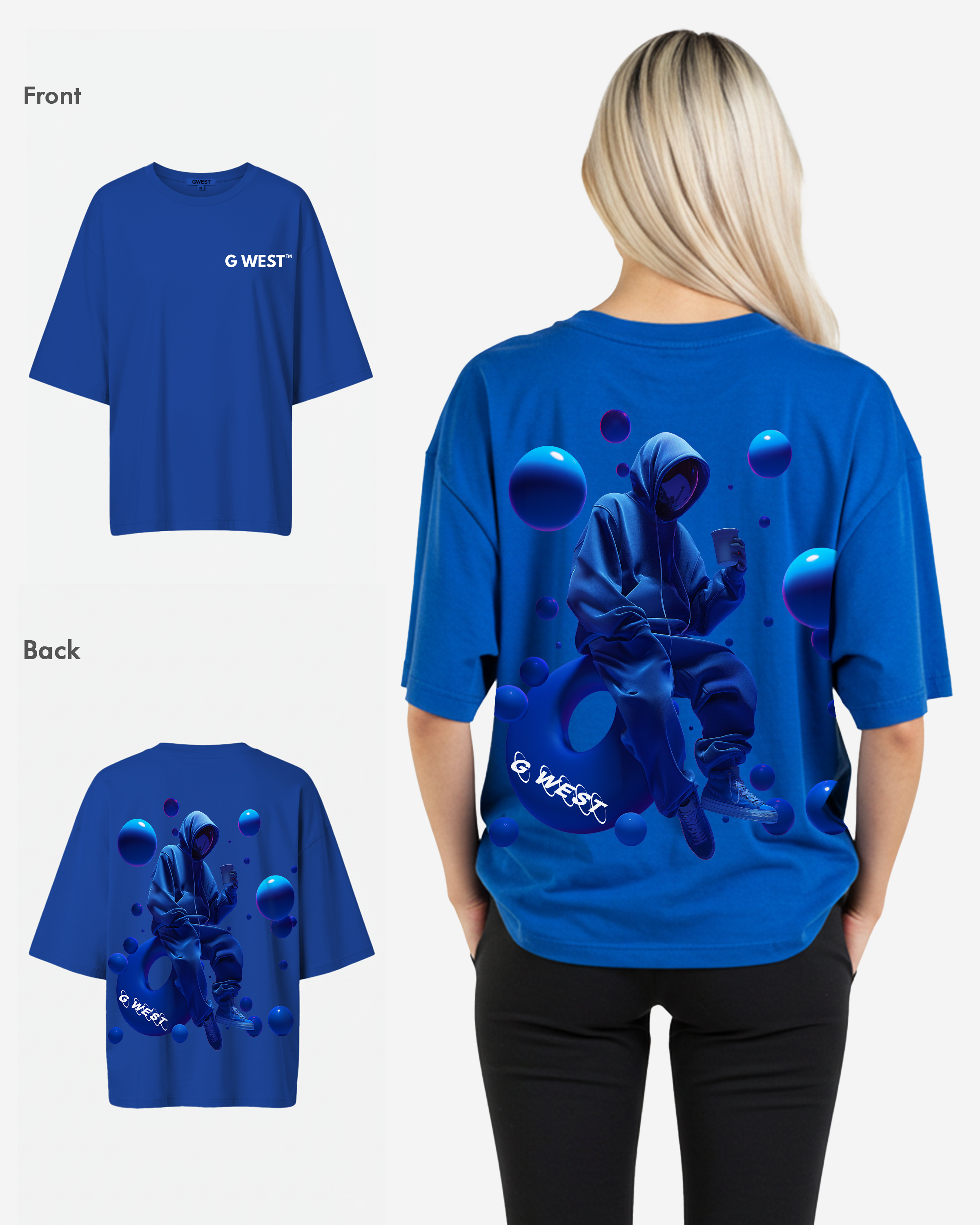 G West Oversized Blue Man Tee - WOMEN - G West