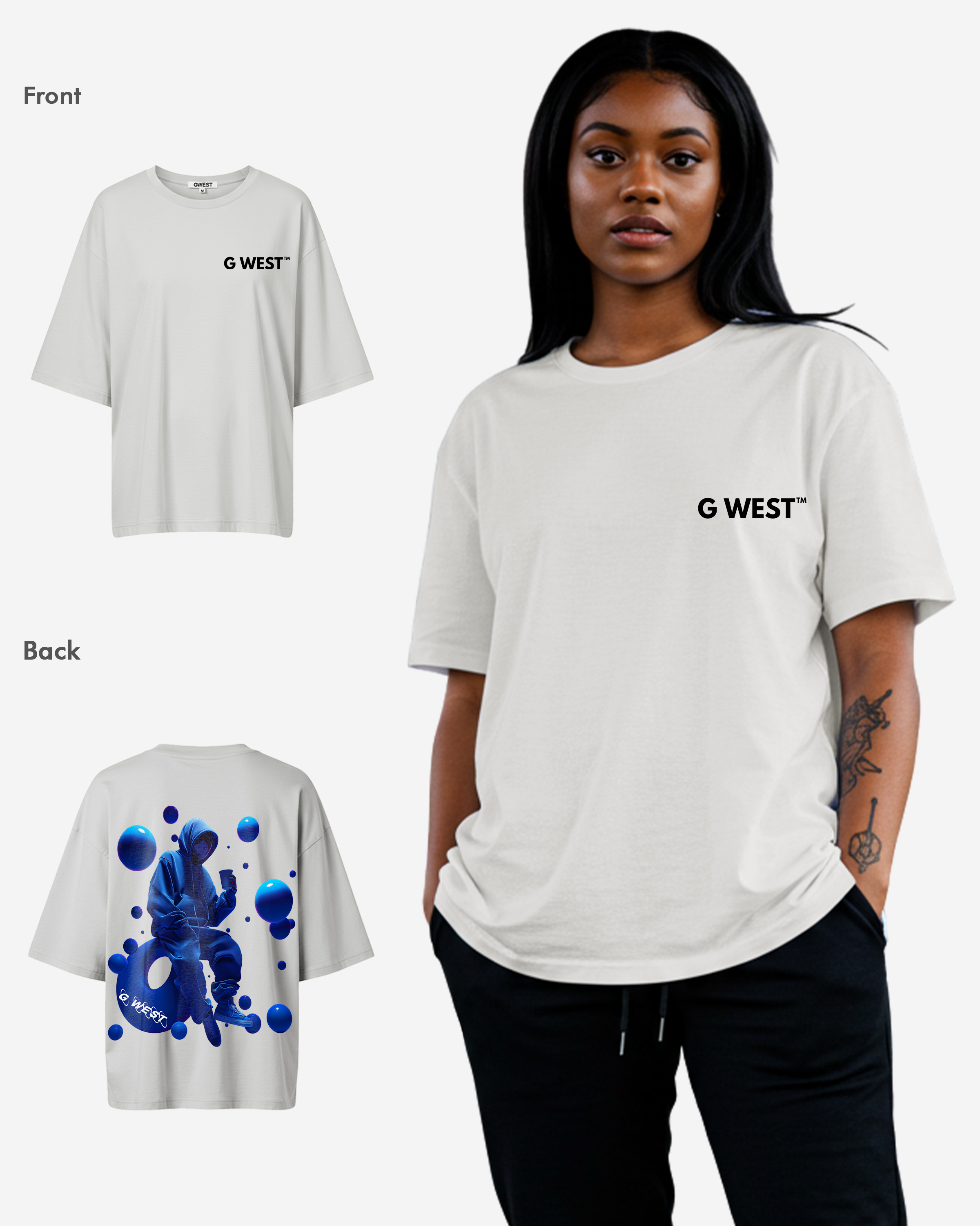 G West Oversized Blue Man Tee - WOMEN - G West