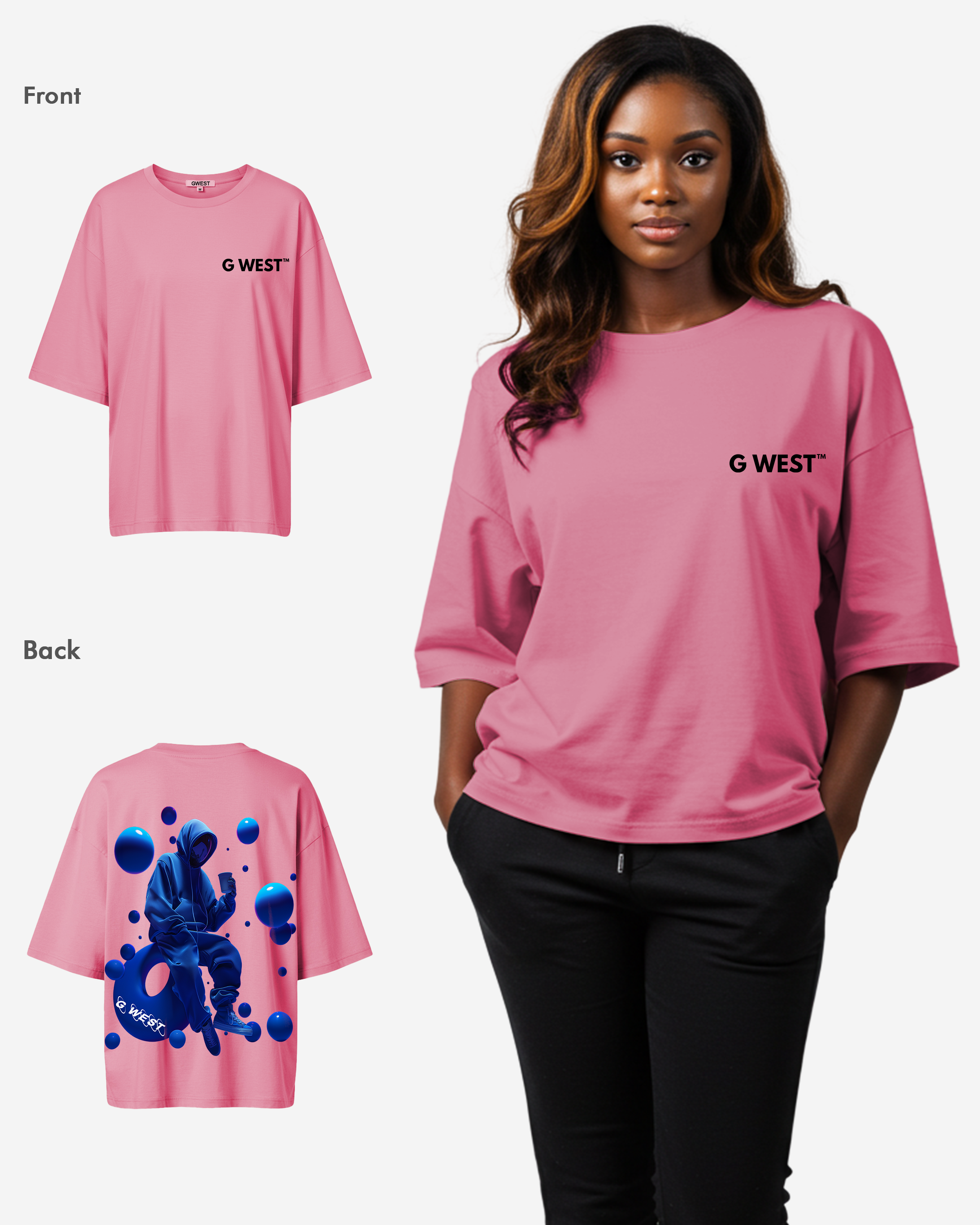 G West Oversized Blue Man Tee - WOMEN - G West