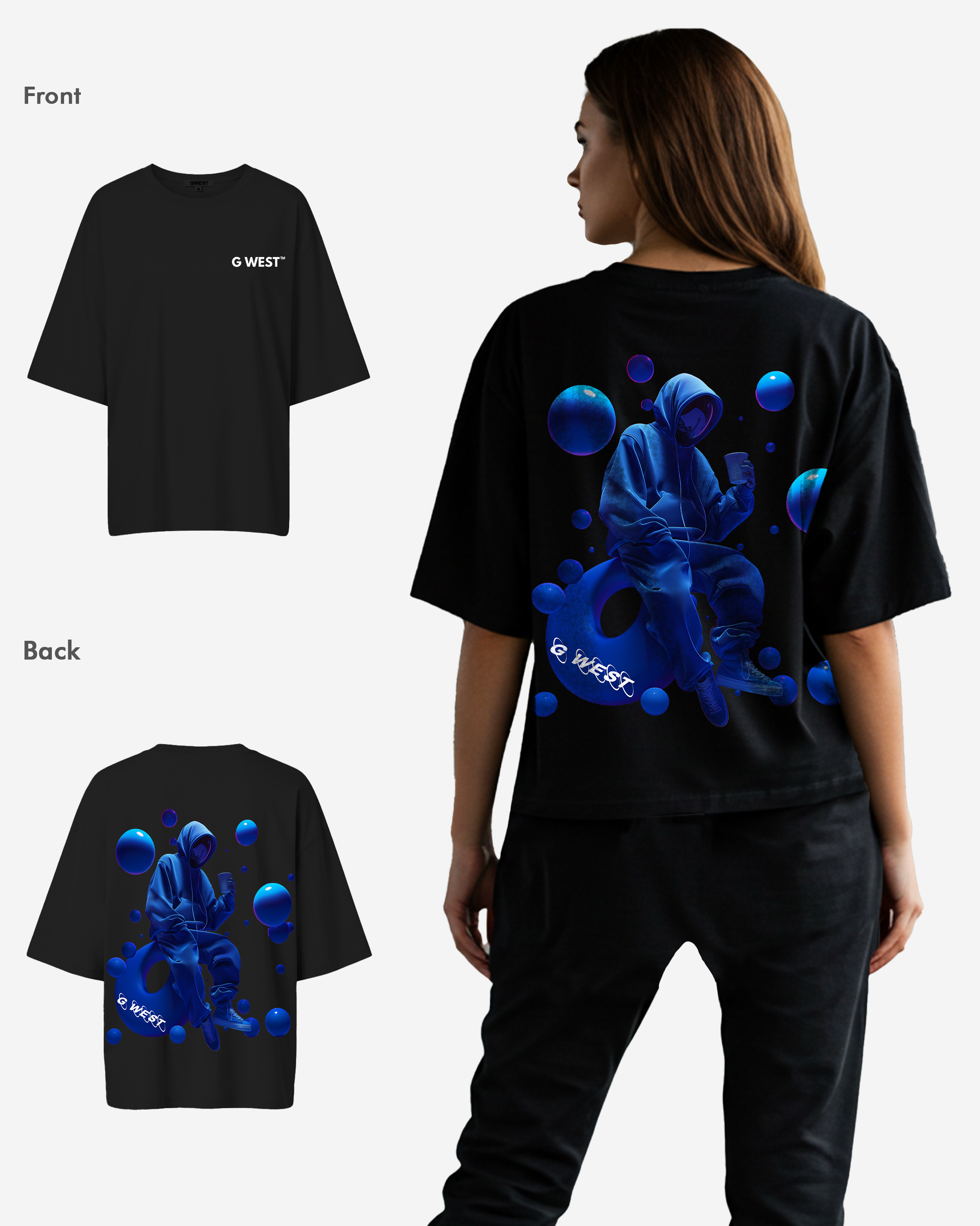 G West Oversized Blue Man Tee - WOMEN - G West
