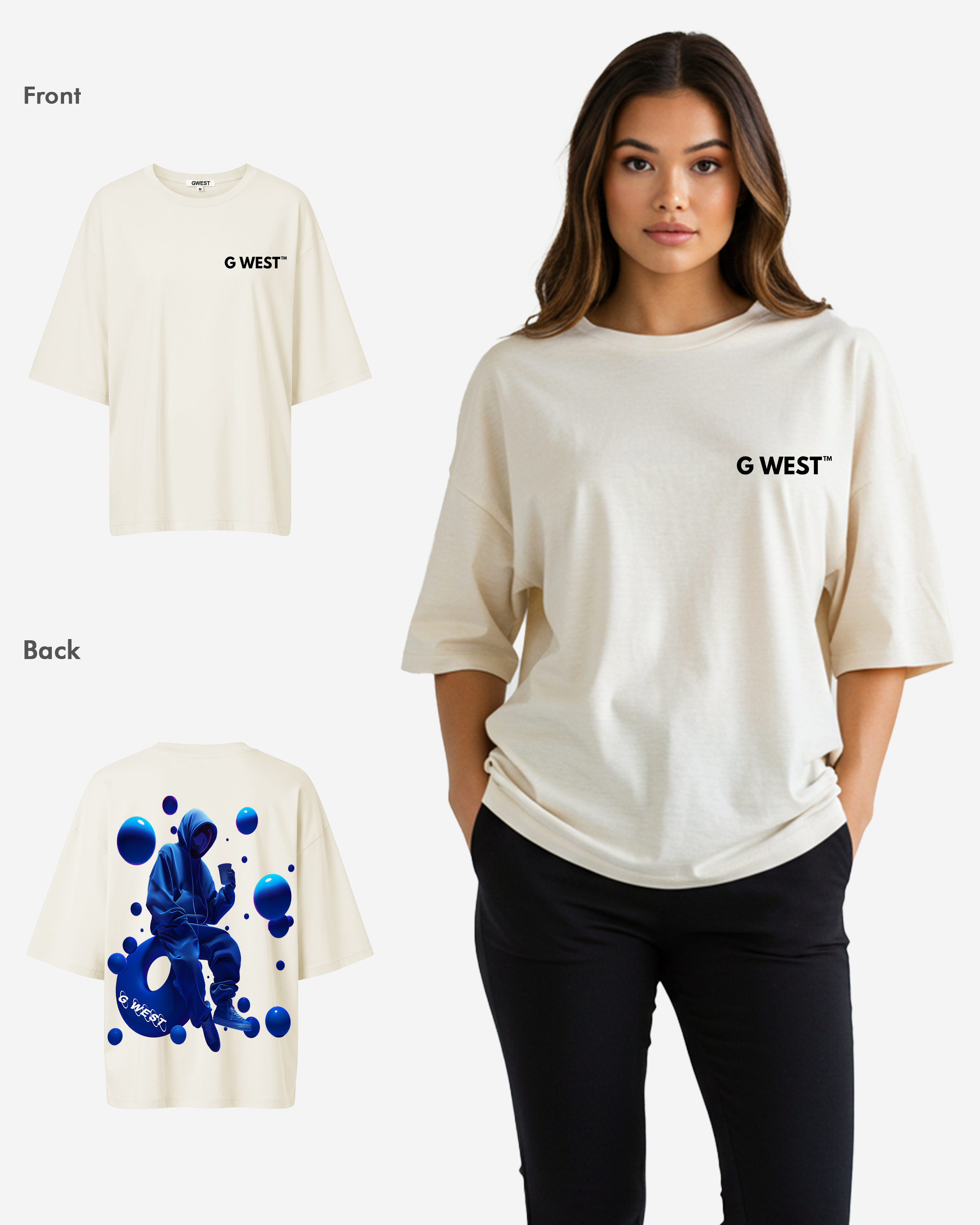 G West Oversized Blue Man Tee - WOMEN - G West