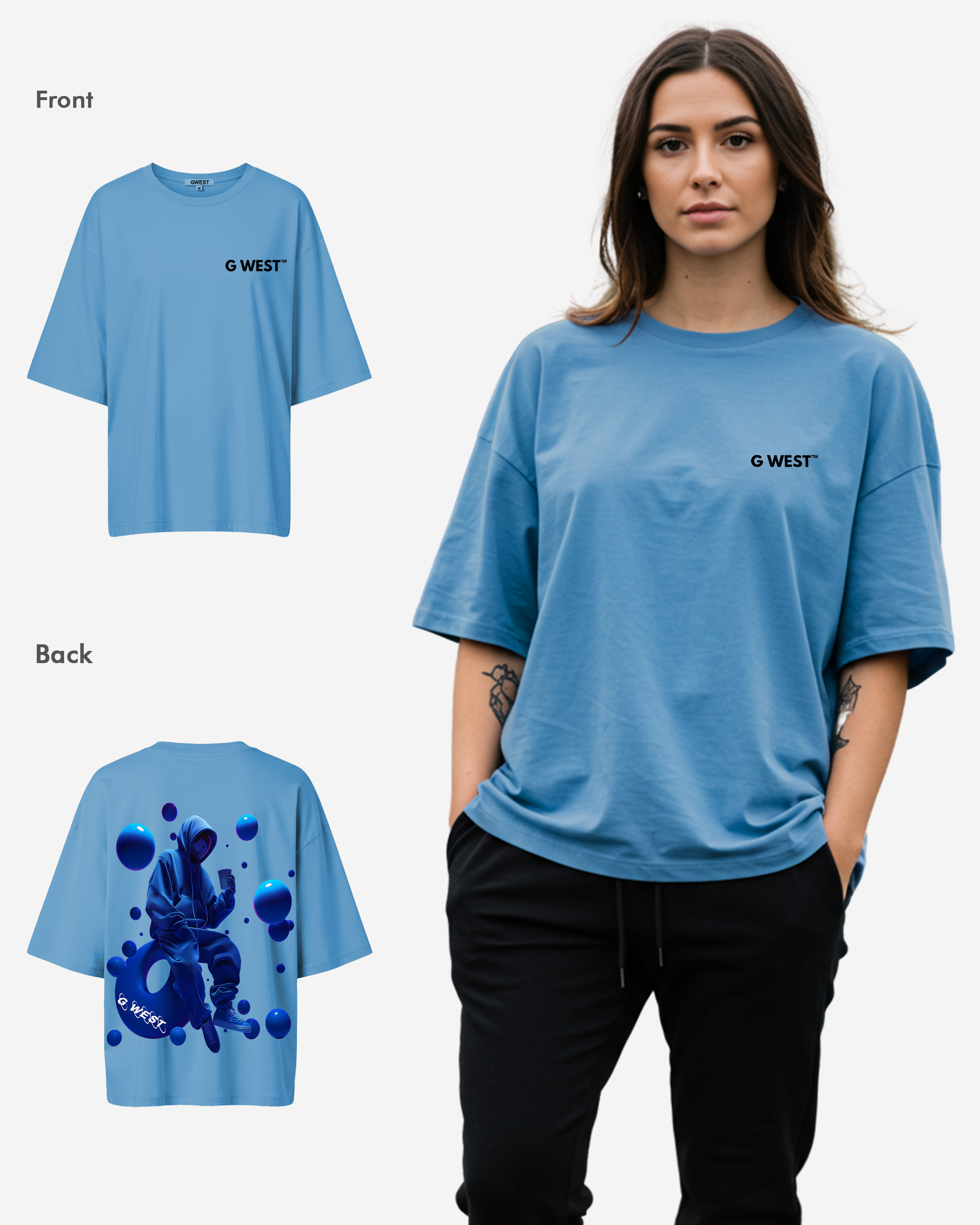G West Oversized Blue Man Tee - WOMEN - G West