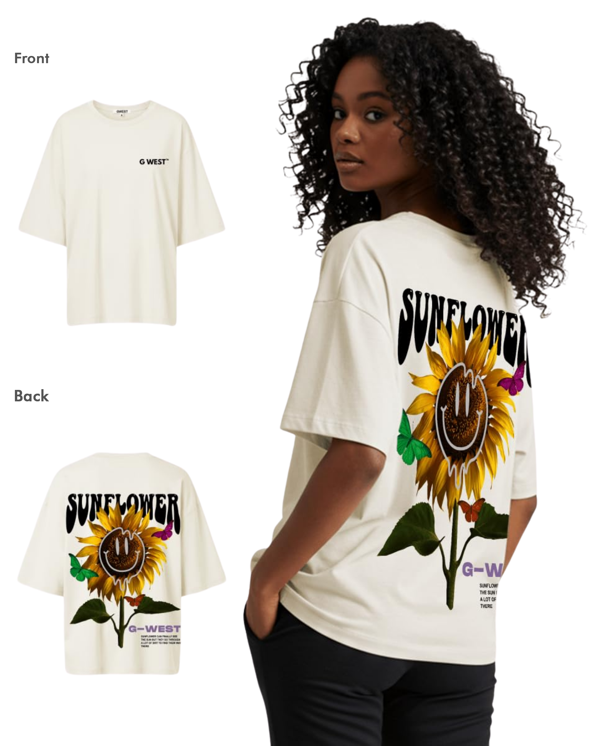 G West Womens Oversized Sunflower Tee - G West