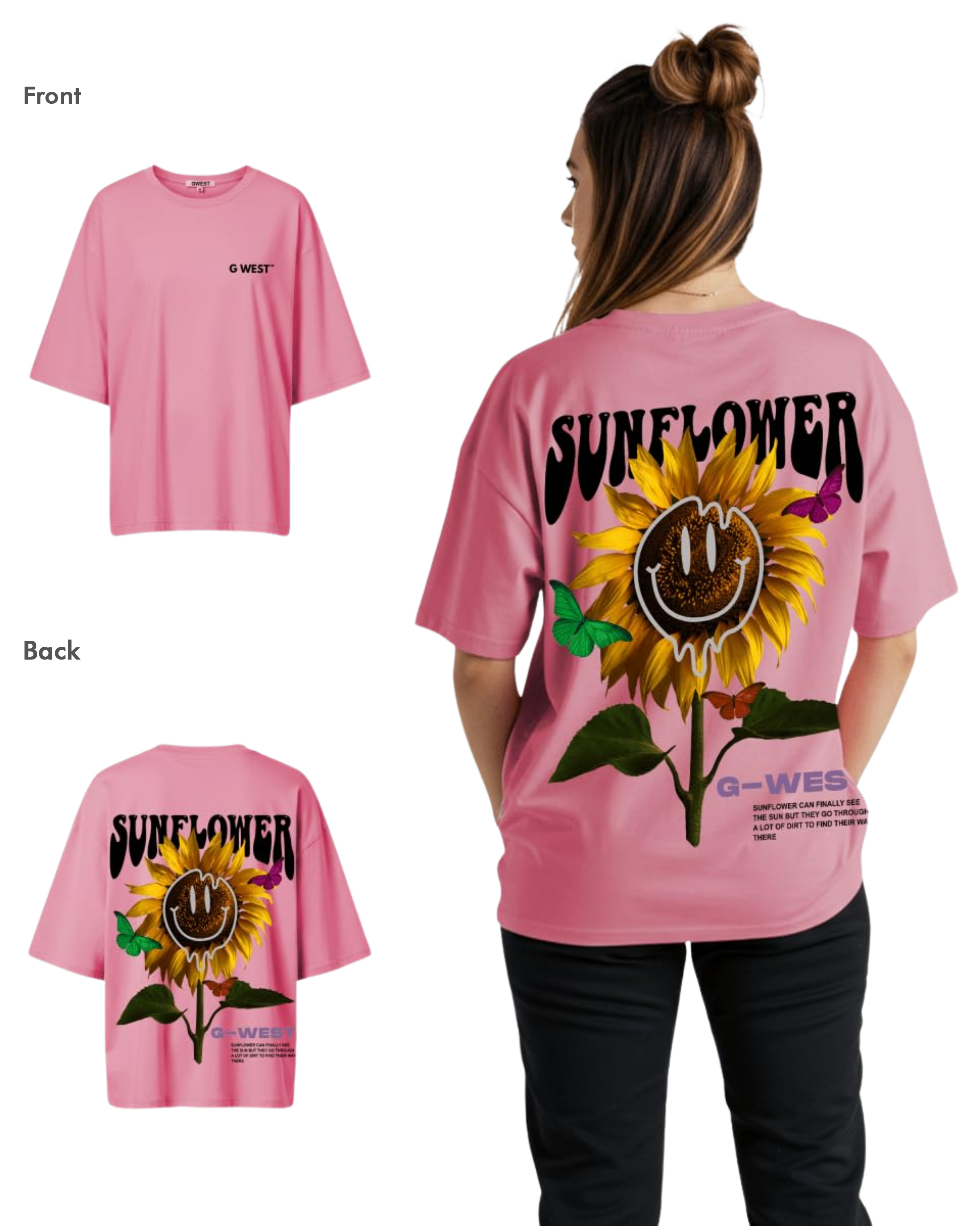 G West Womens Oversized Sunflower Tee - G West
