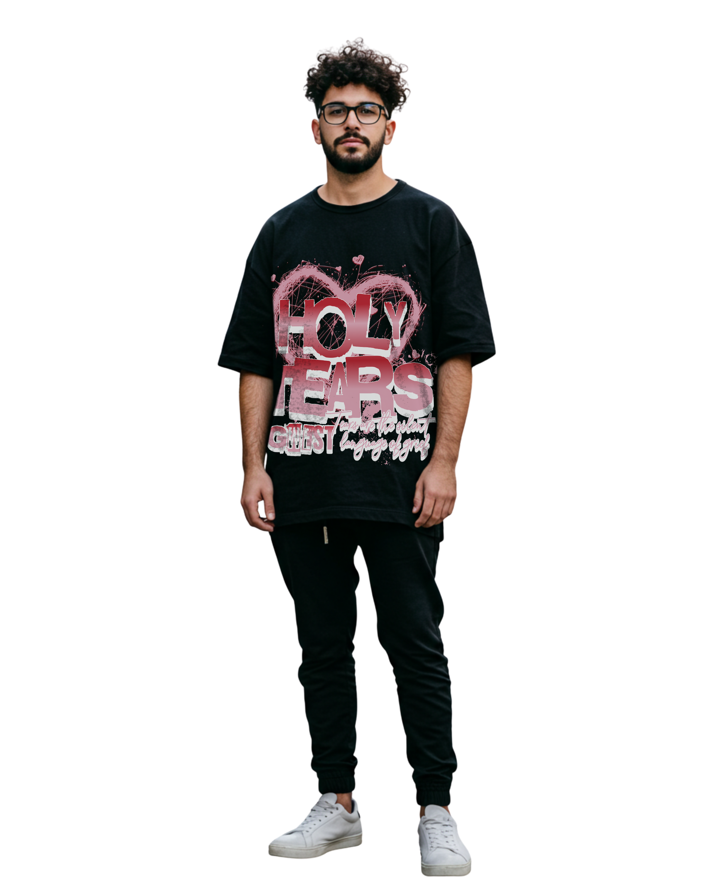 G West Rhinestone Holy Tears Men's Oversized T-Shirt - G West