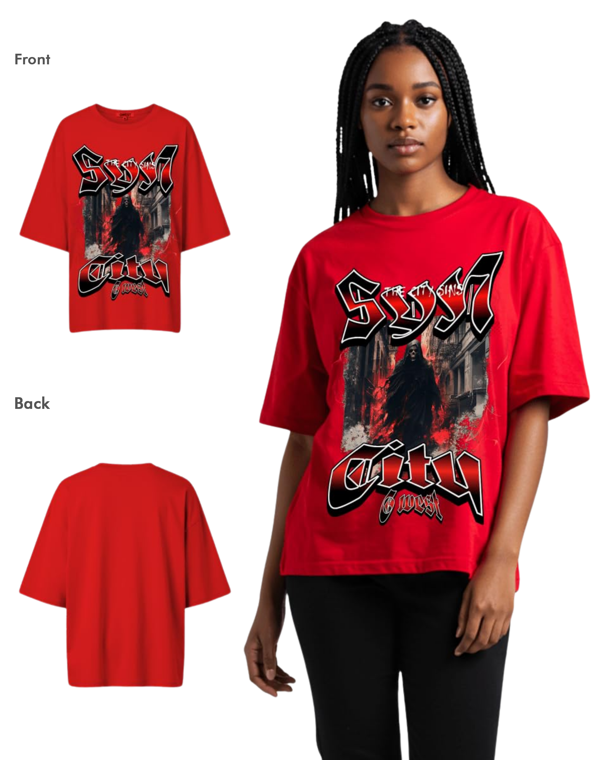 G West Womens Ghost City Oversized Tee - G West